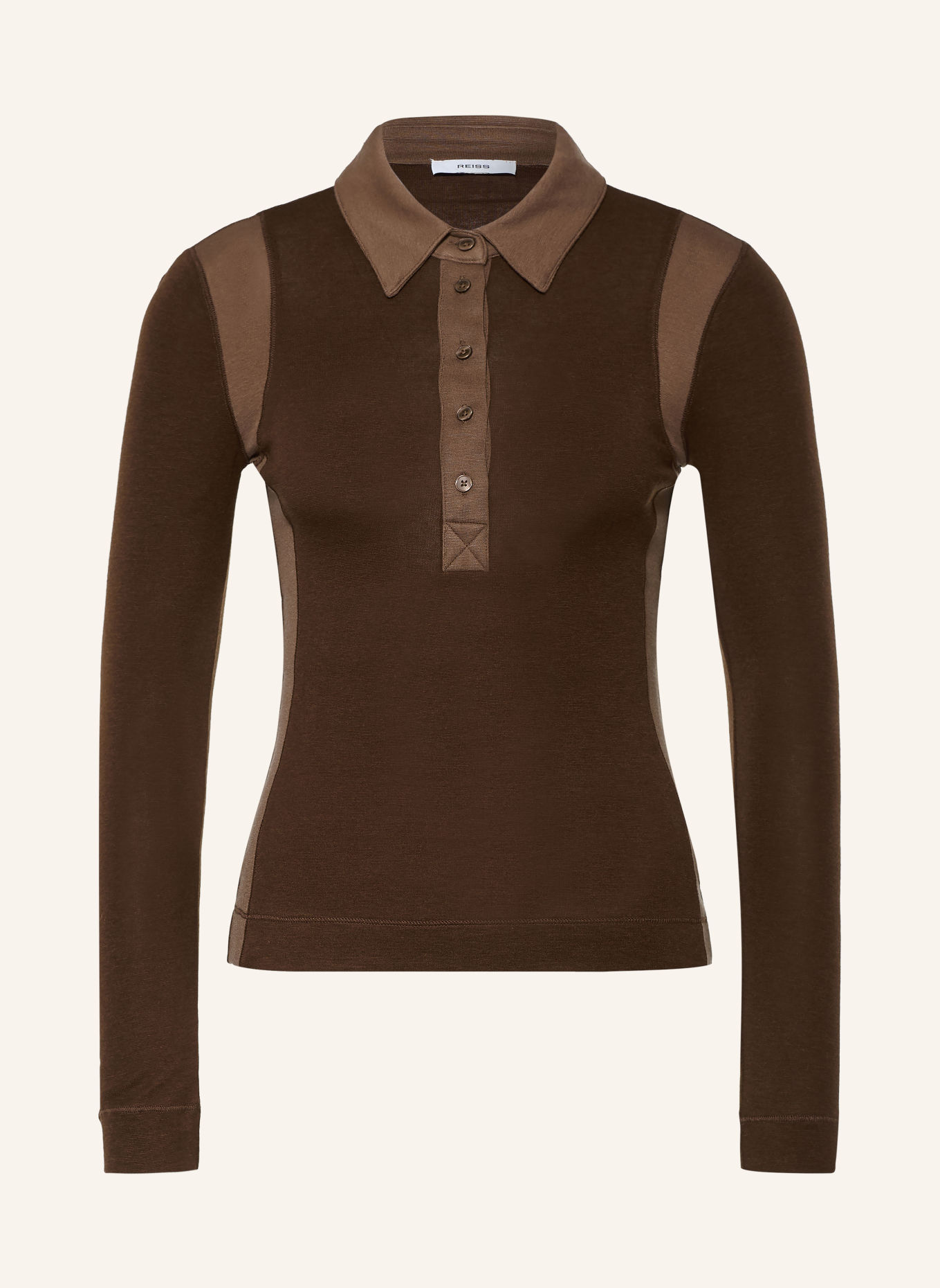 REISS Strick-Poloshirt WENDY: DUNKELBRAUN / BRAUN