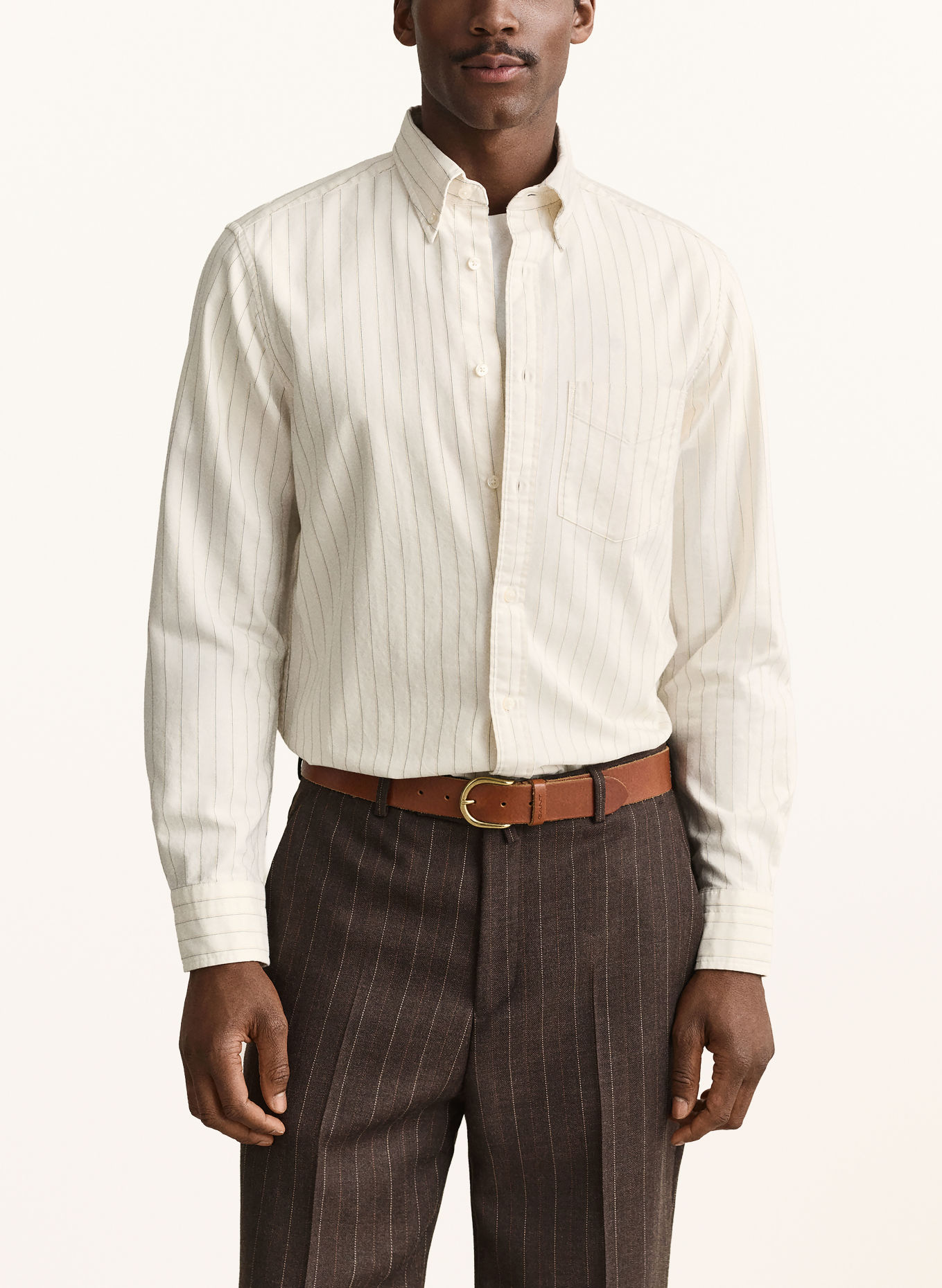 GANT Slim-Fit Oxford shirt: CREAM / GRAY / LIGHT ORANGE