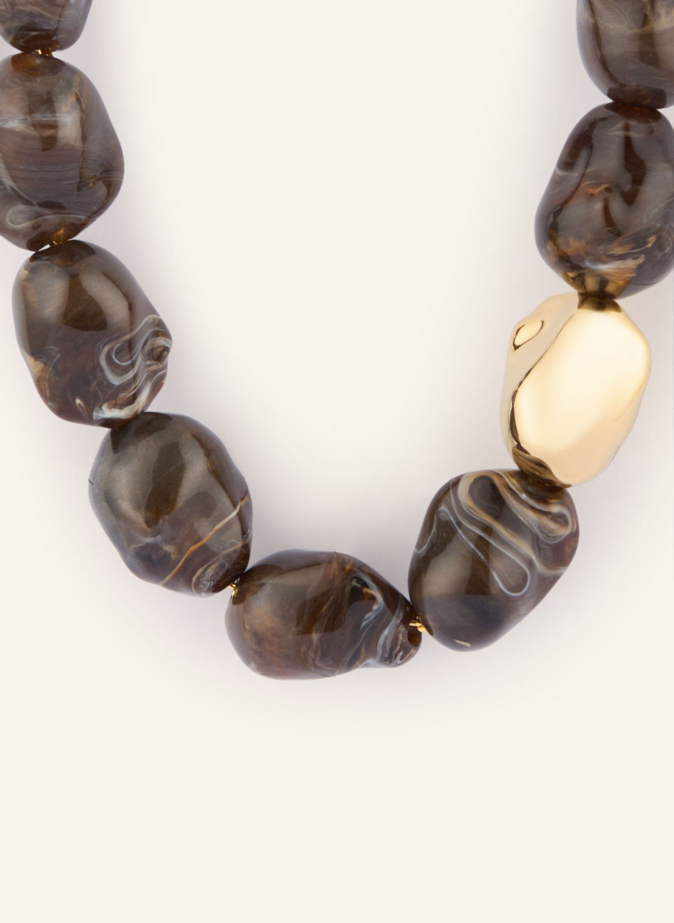 VANESSA BARONI Halskette BIG ORGANIC PEARL: DUNKELBRAUN / GOLD