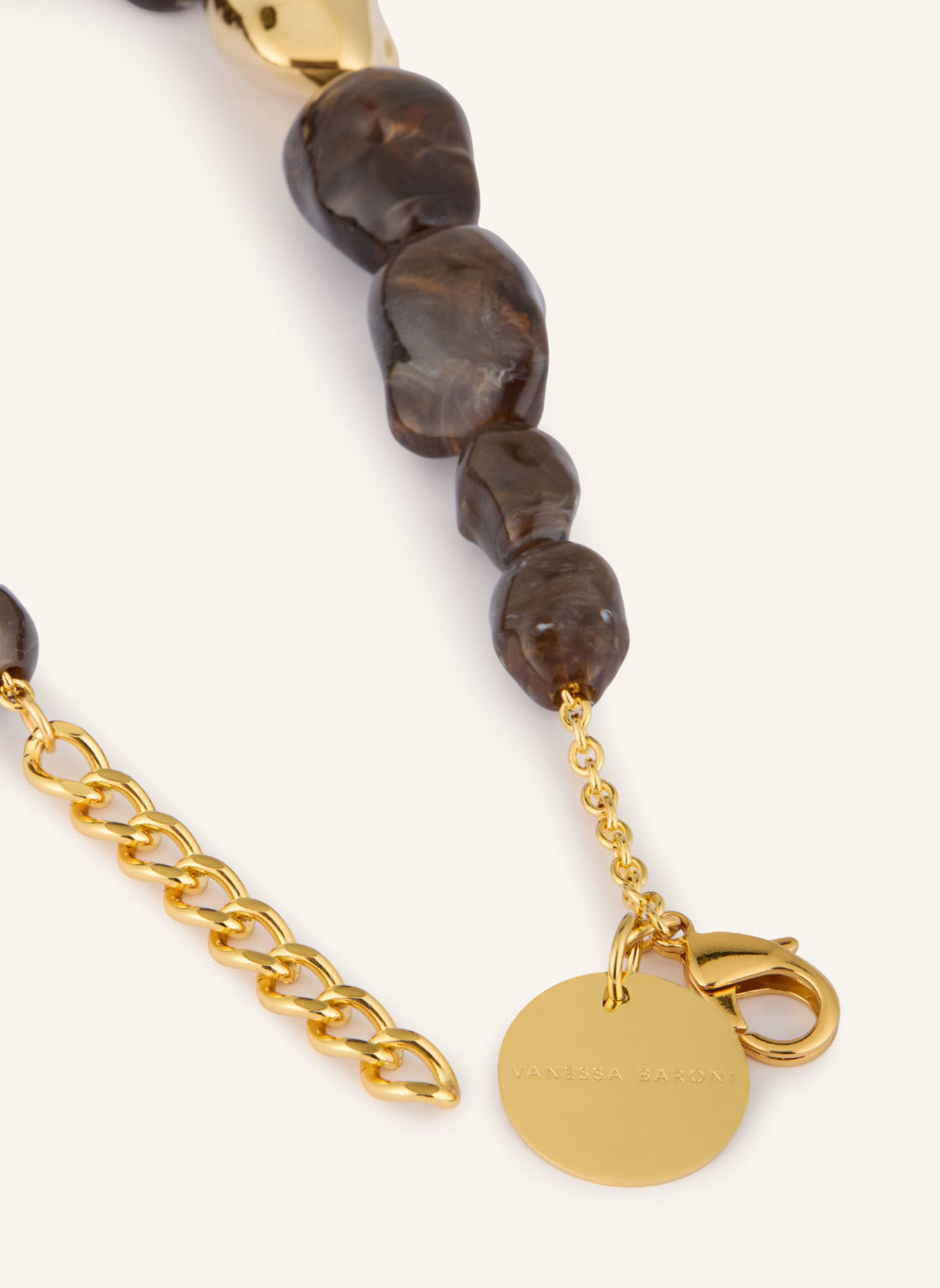 VANESSA BARONI Halskette BIG ORGANIC PEARL: DUNKELBRAUN / GOLD