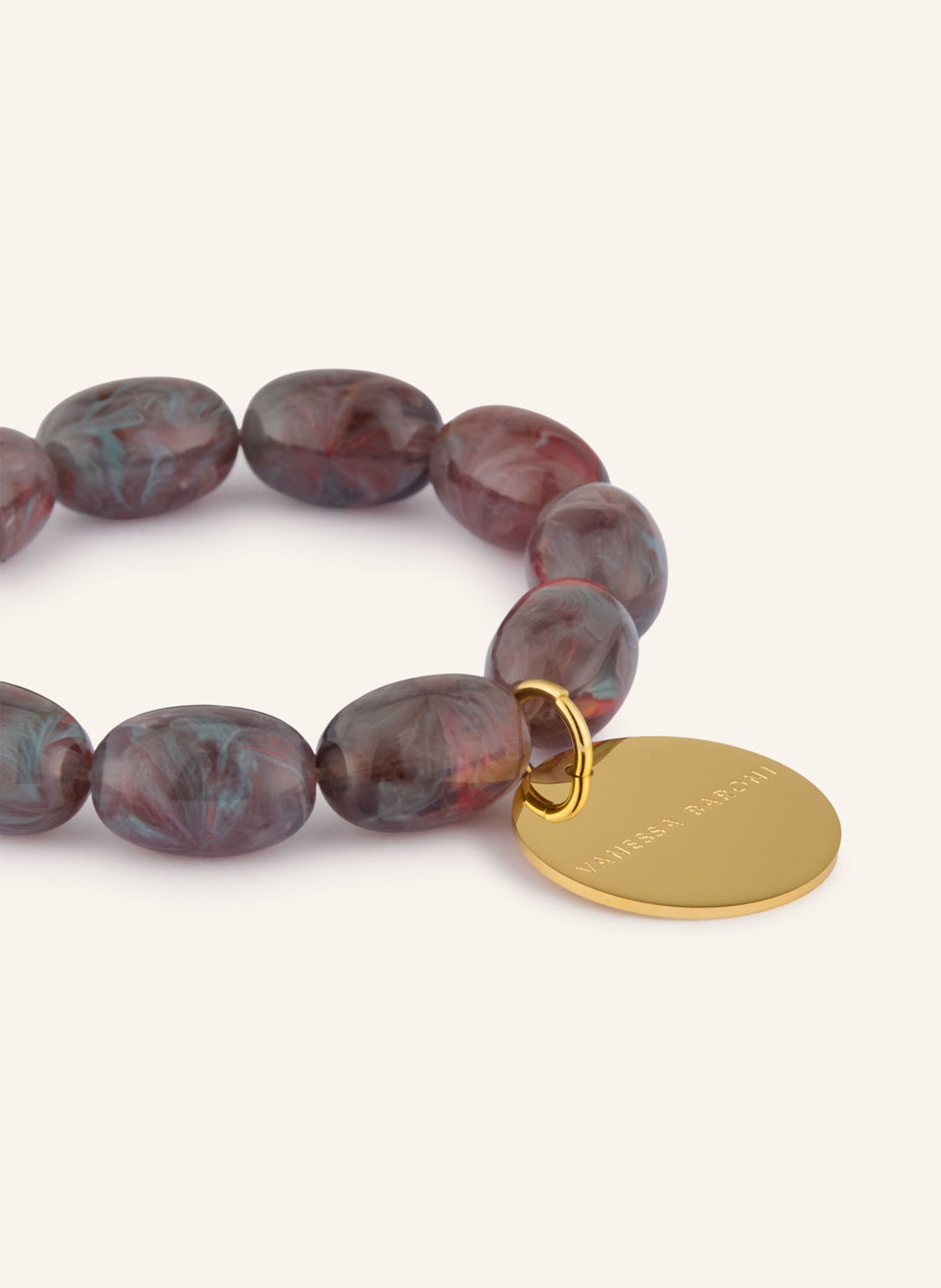 VANESSA BARONI Armbånd OLIVE FLEX: MØRKEGRÅ / GULD / MØRKERØD