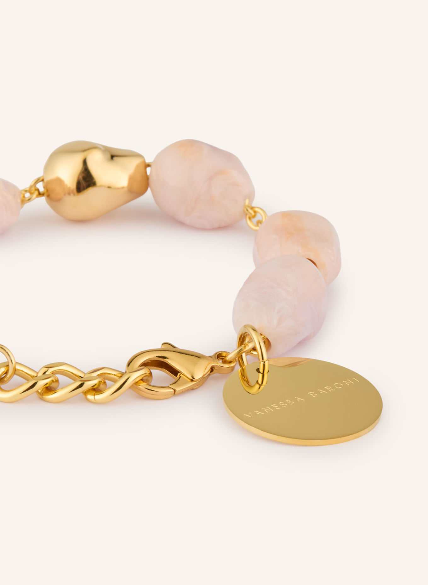 VANESSA BARONI ORGANIC PEARL Bracelet: GOLD / LIGHT PINK