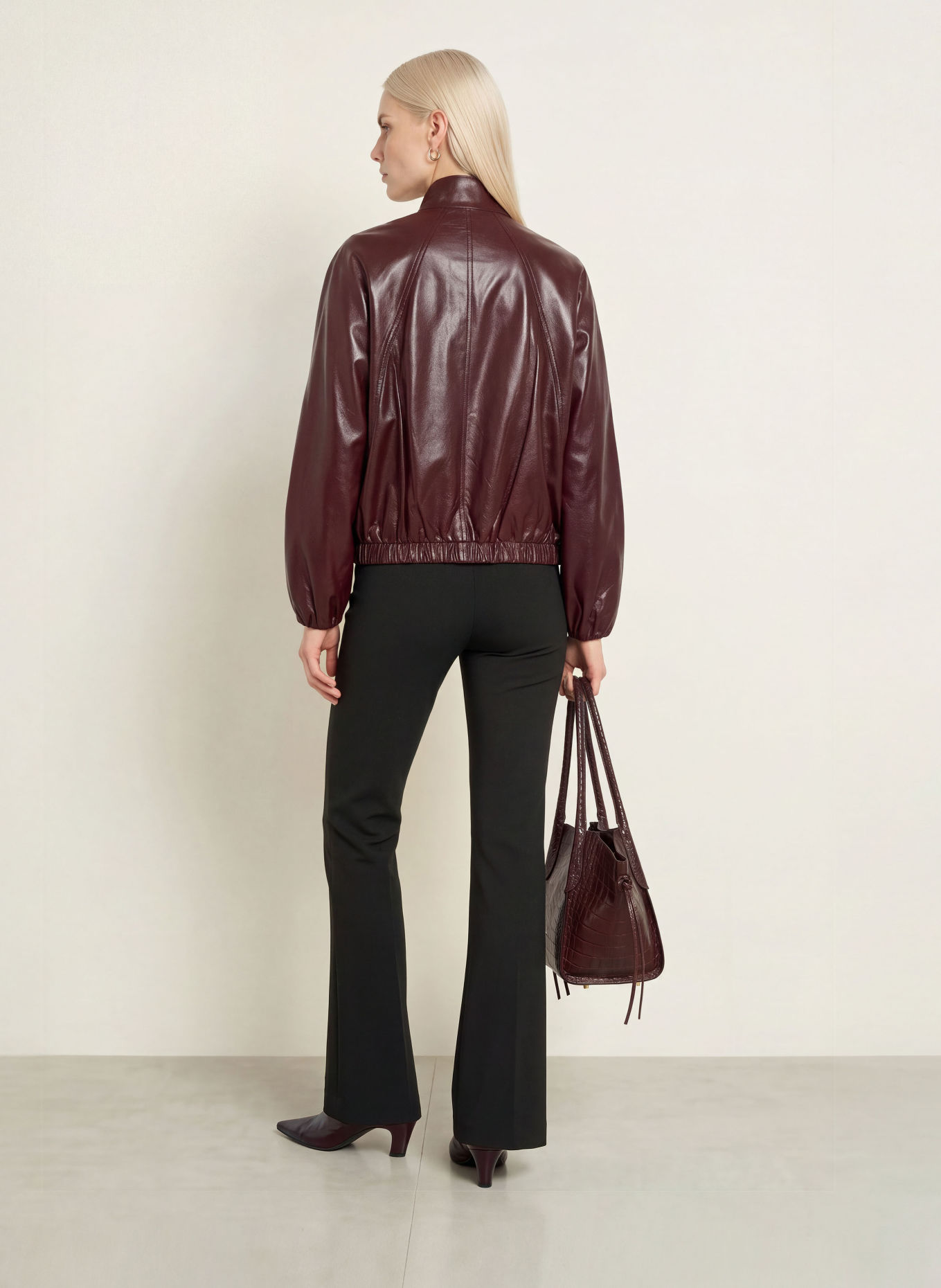 Joseph Ribkoff Blouson in Lederoptik: DUNKELROT
