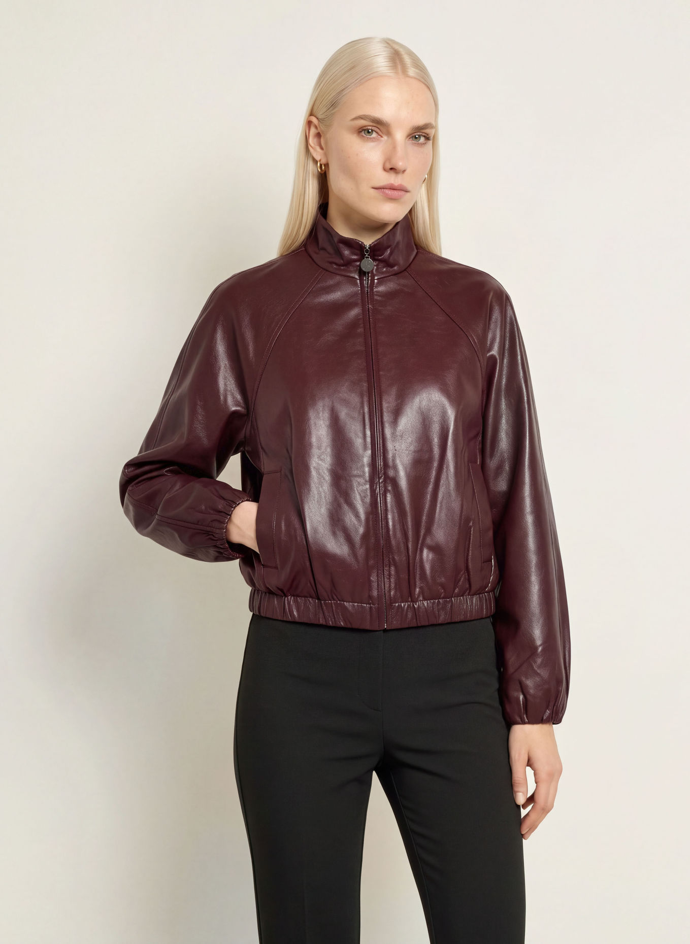 Joseph Ribkoff Blouson in Lederoptik: DUNKELROT