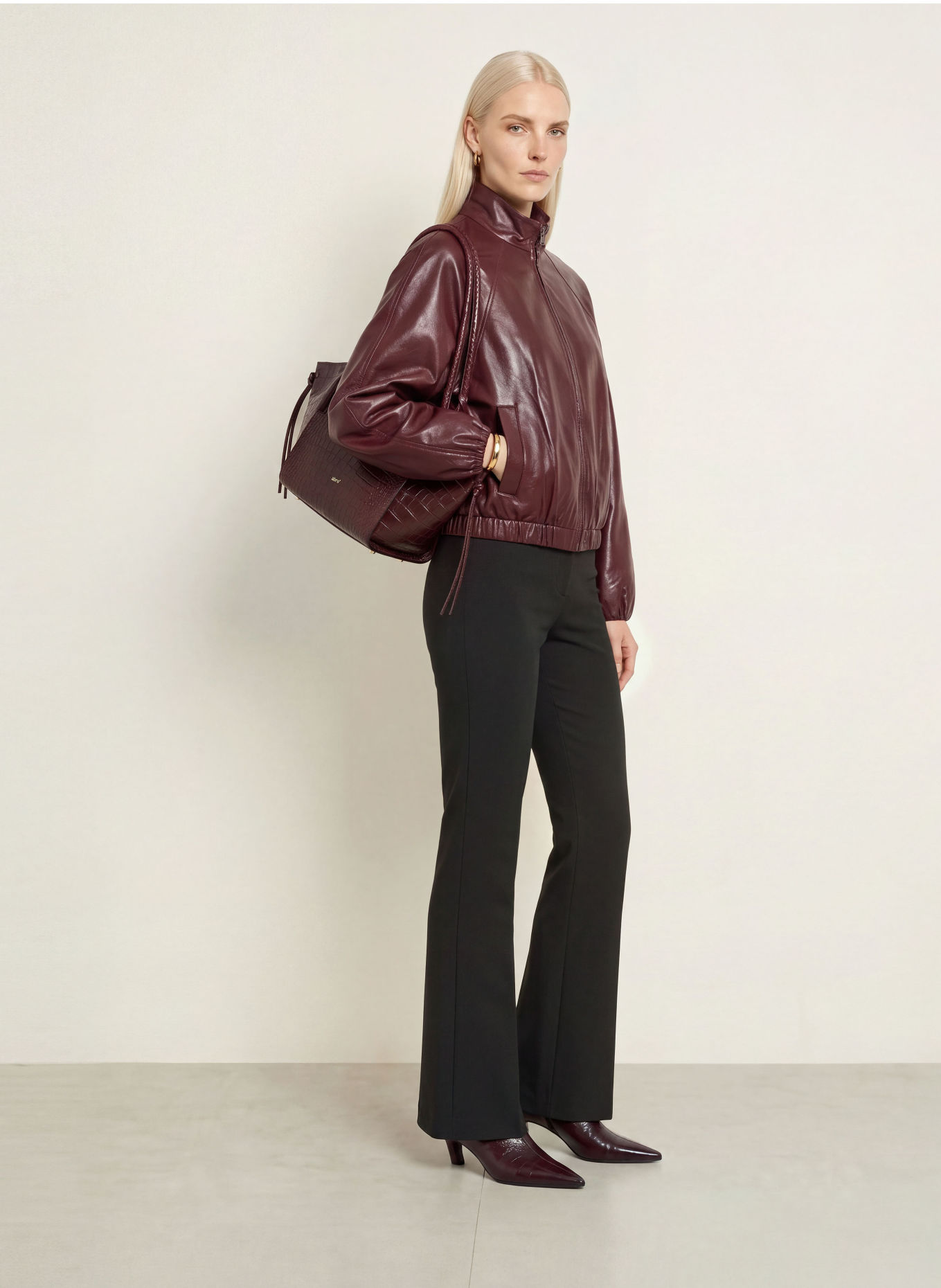 Joseph Ribkoff Blouson in Lederoptik: DUNKELROT