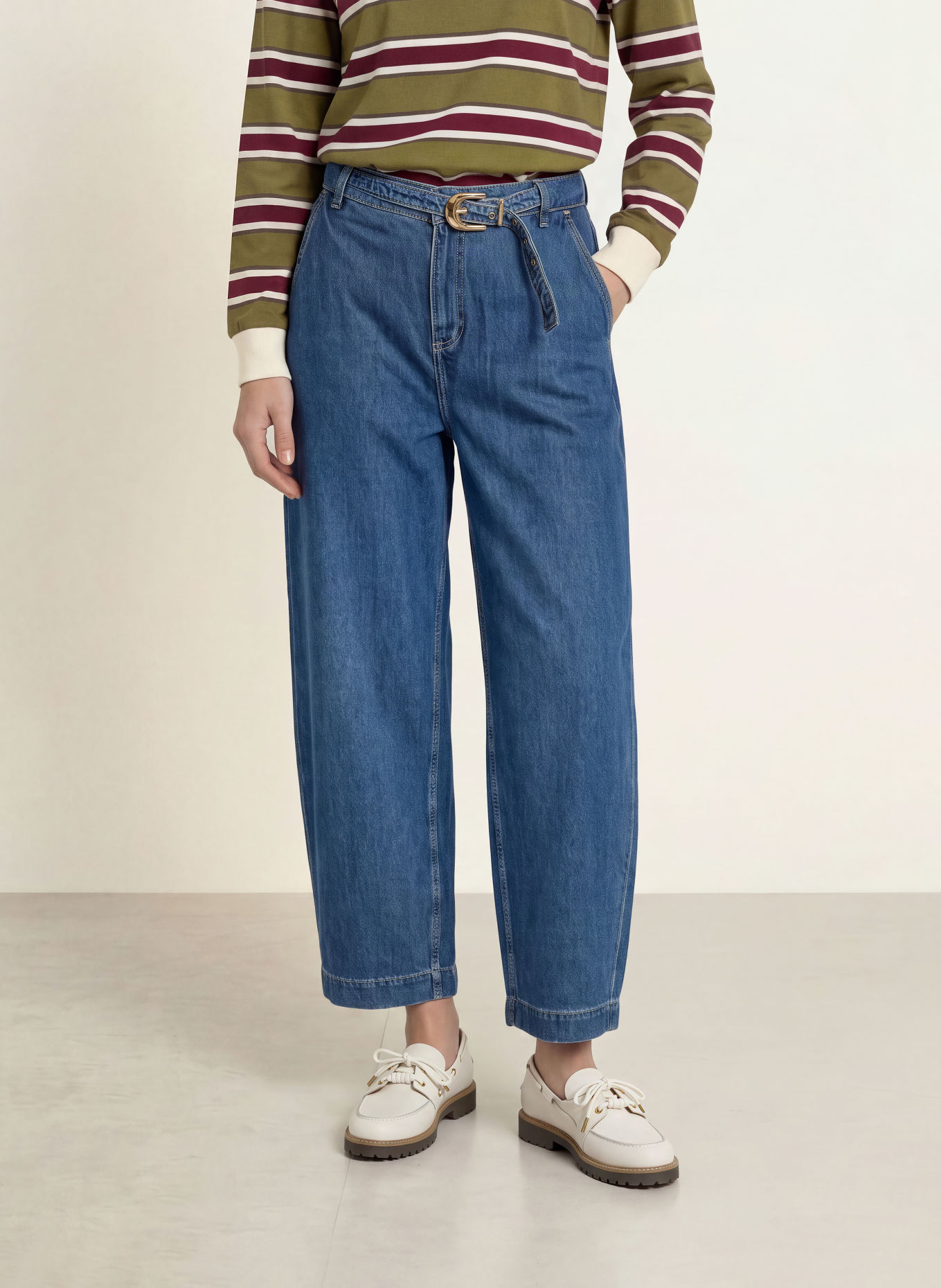 CLAUDIE PIERLOT Jeansy typu barrel: 0017 BLUE DENIM