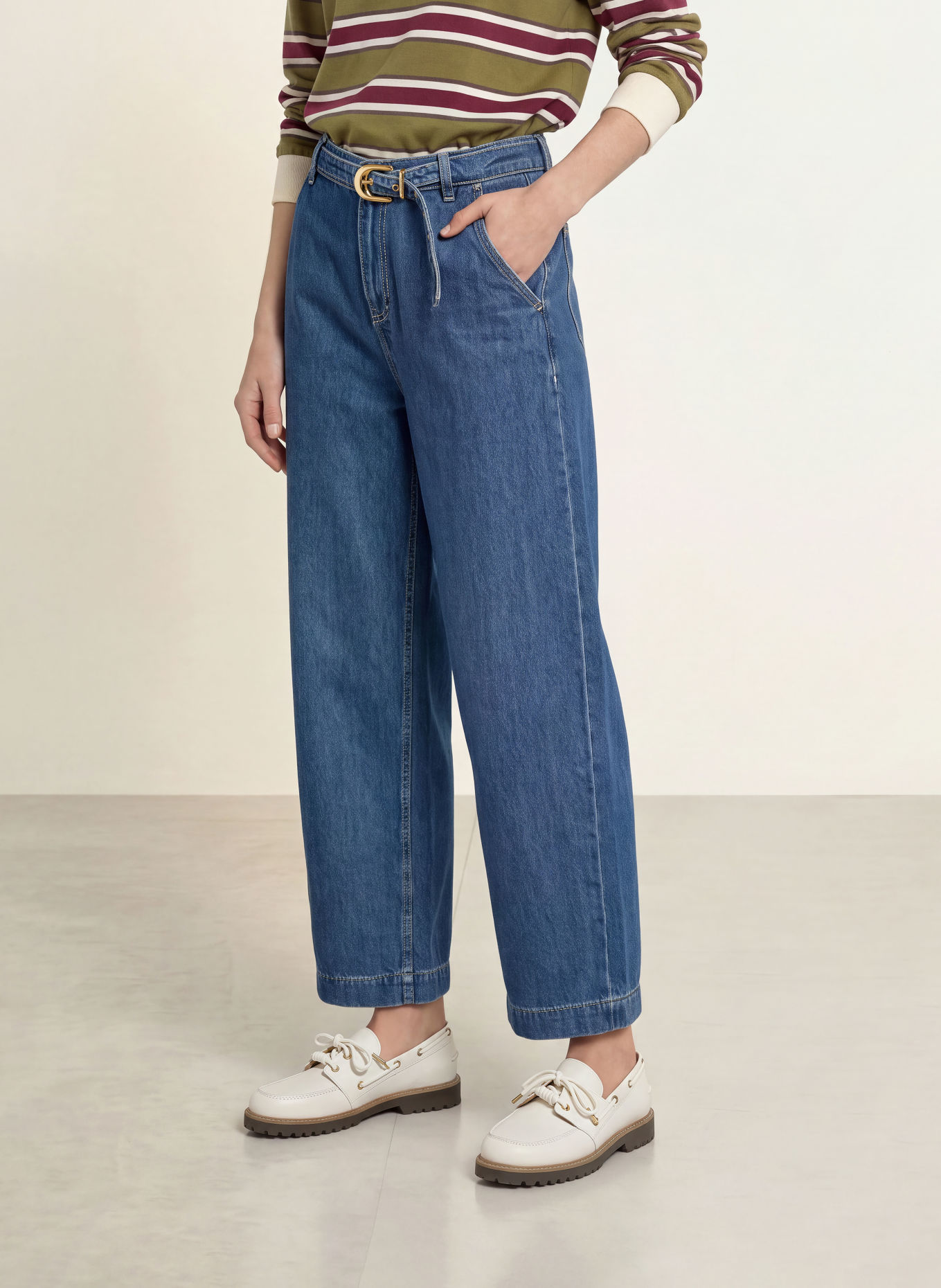 CLAUDIE PIERLOT Jeansy typu barrel: 0017 BLUE DENIM