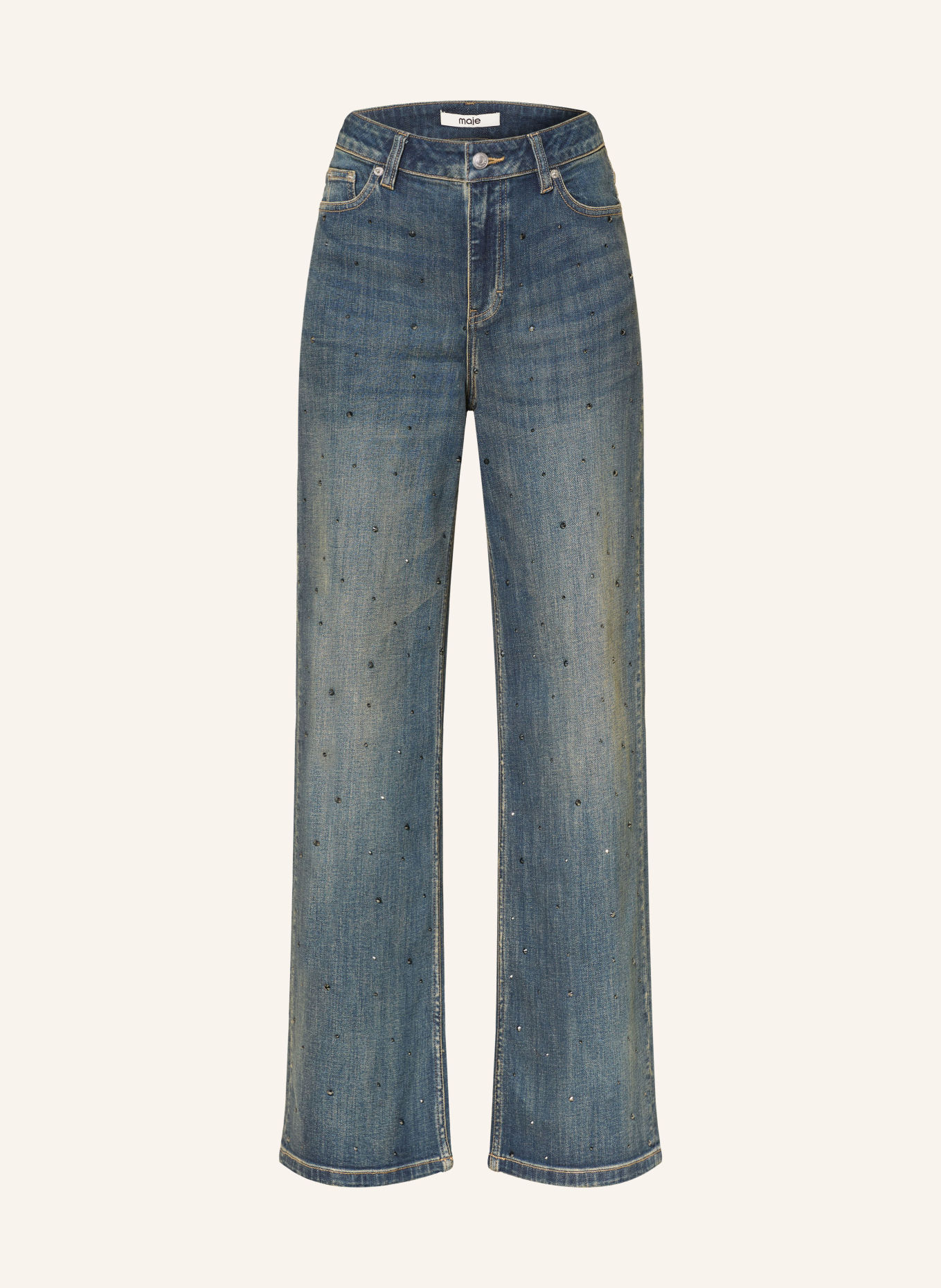 maje Wide Leg Jeans mit Schmucksteinen: 0201 BLUE