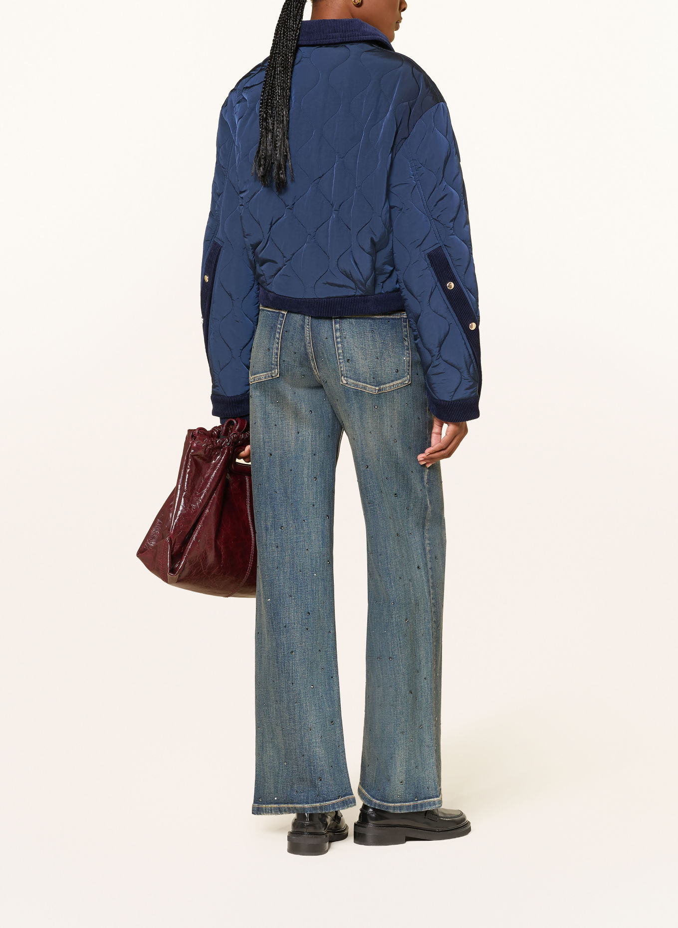 maje Wide Leg Jeans mit Schmucksteinen: 0201 BLUE