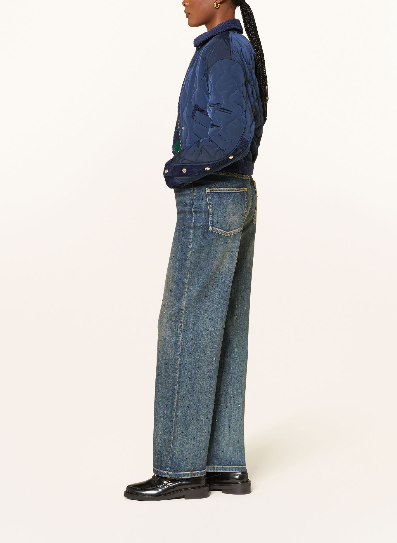 maje Wide Leg Jeans mit Schmucksteinen: 0201 BLUE