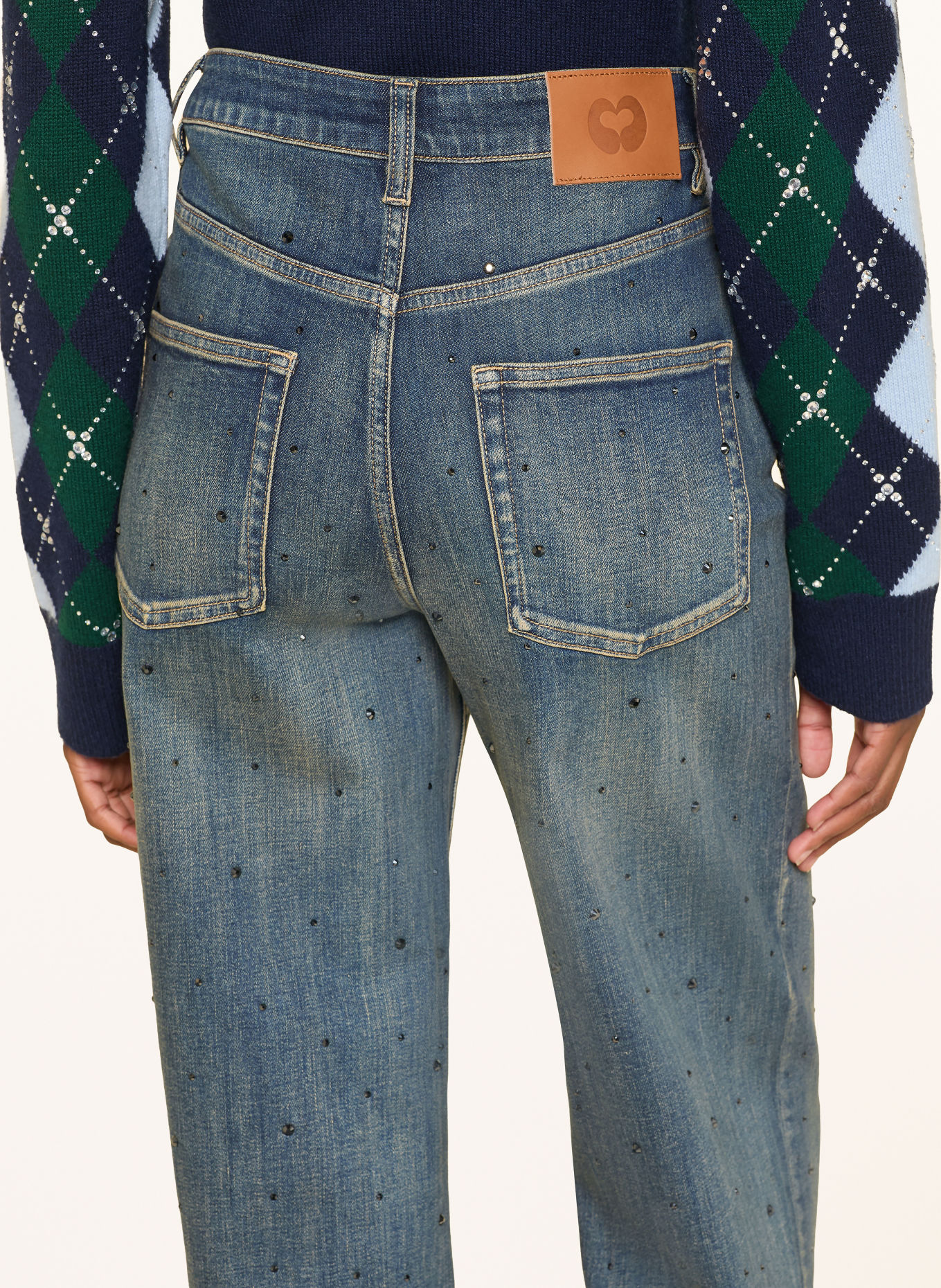 maje Wide Leg Jeans mit Schmucksteinen: 0201 BLUE
