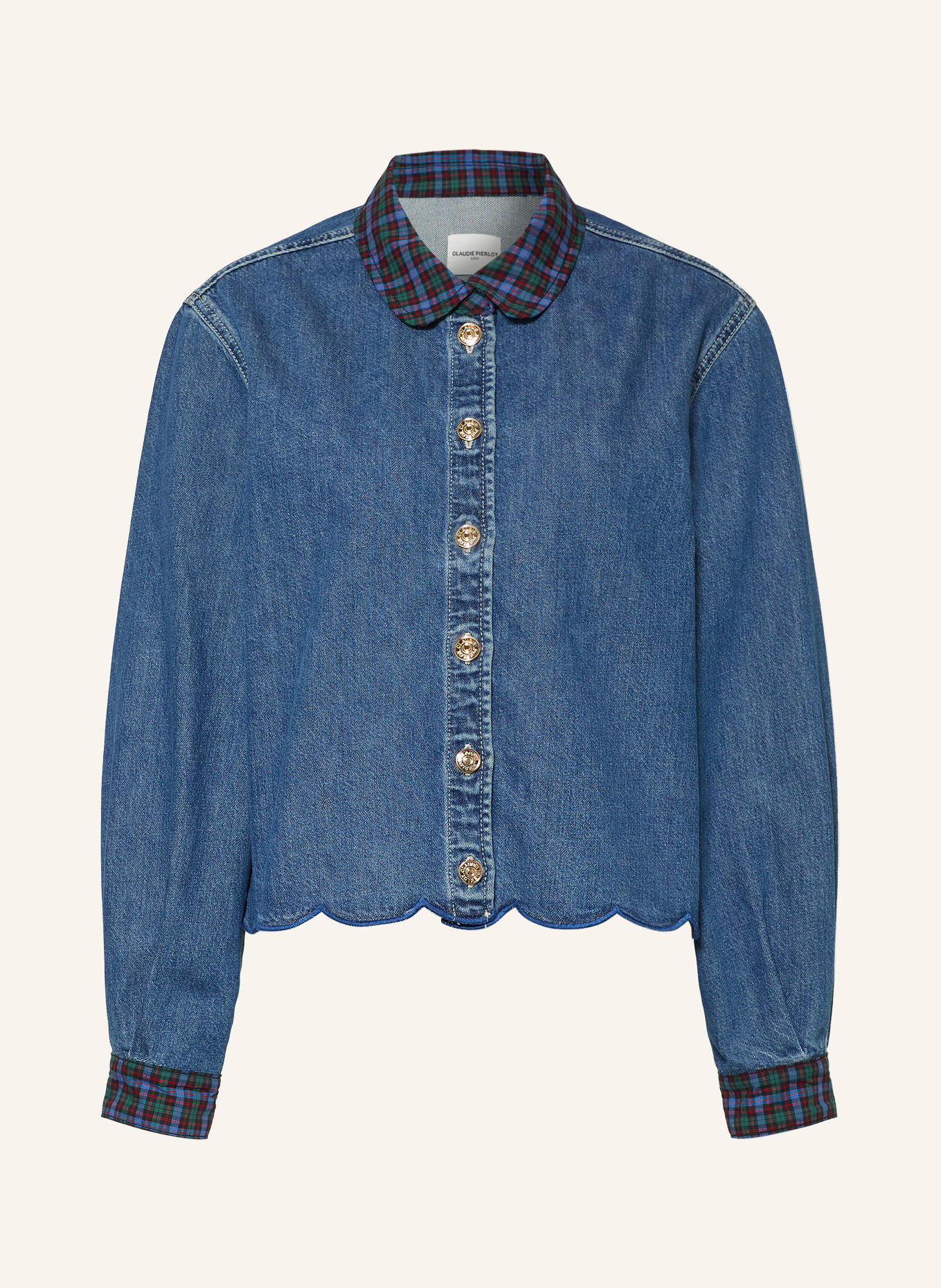 CLAUDIE PIERLOT Jeansbluse: BLAU / ROT / GRÜN