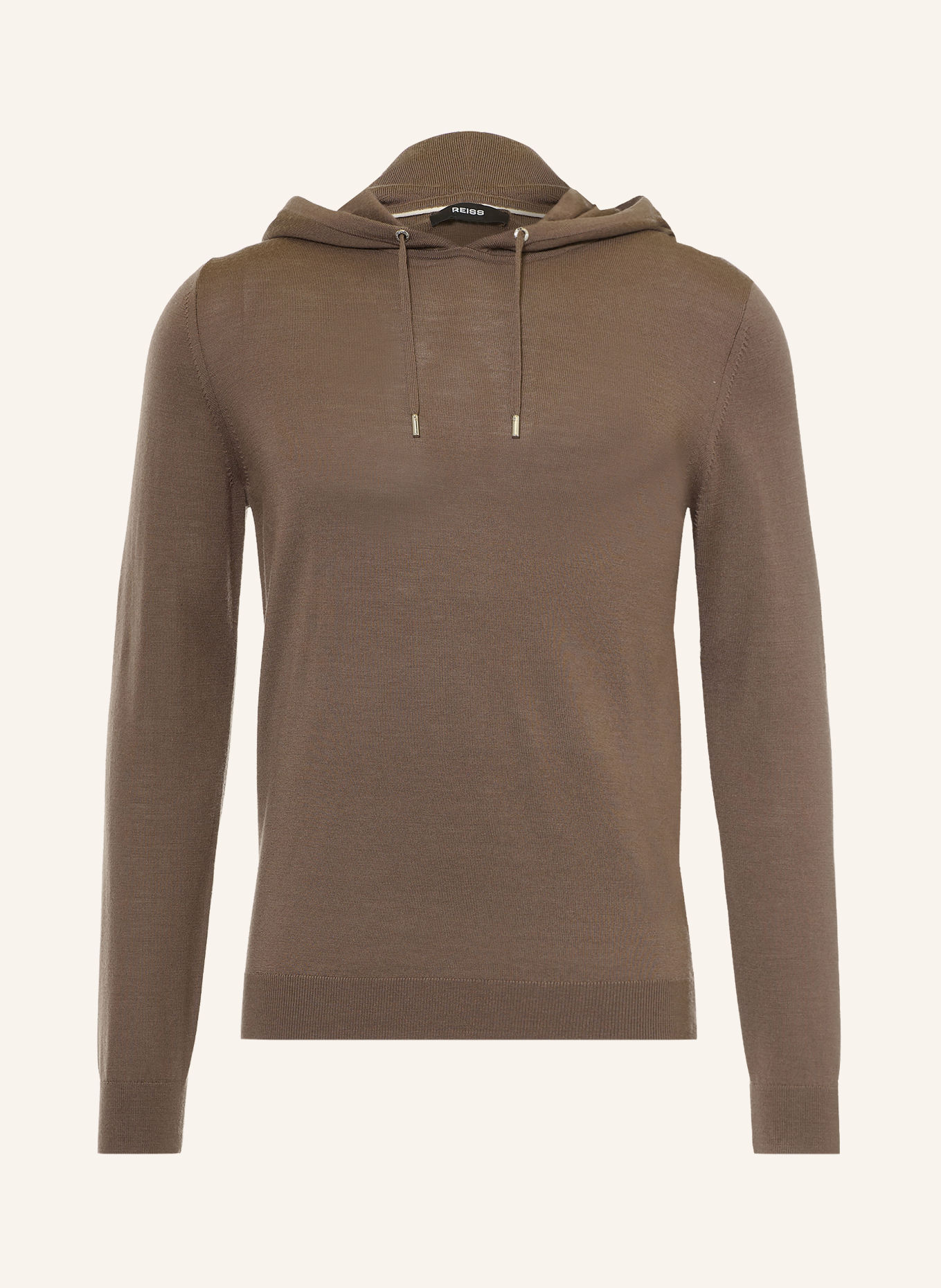 REISS HOLLAND Knit Hoodie: BROWN