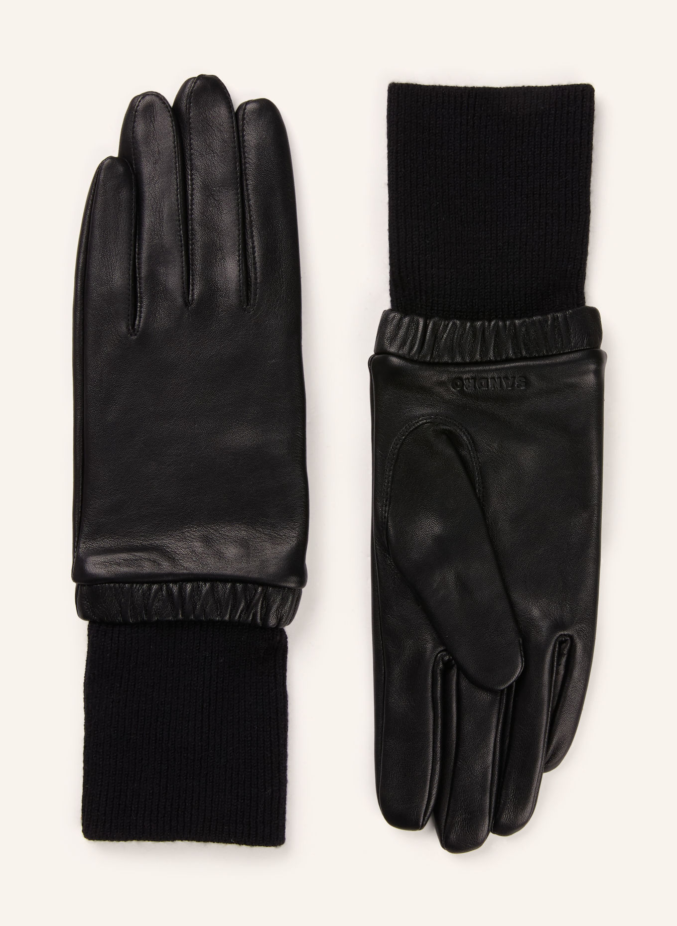SANDRO Lederhandschuhe: SCHWARZ