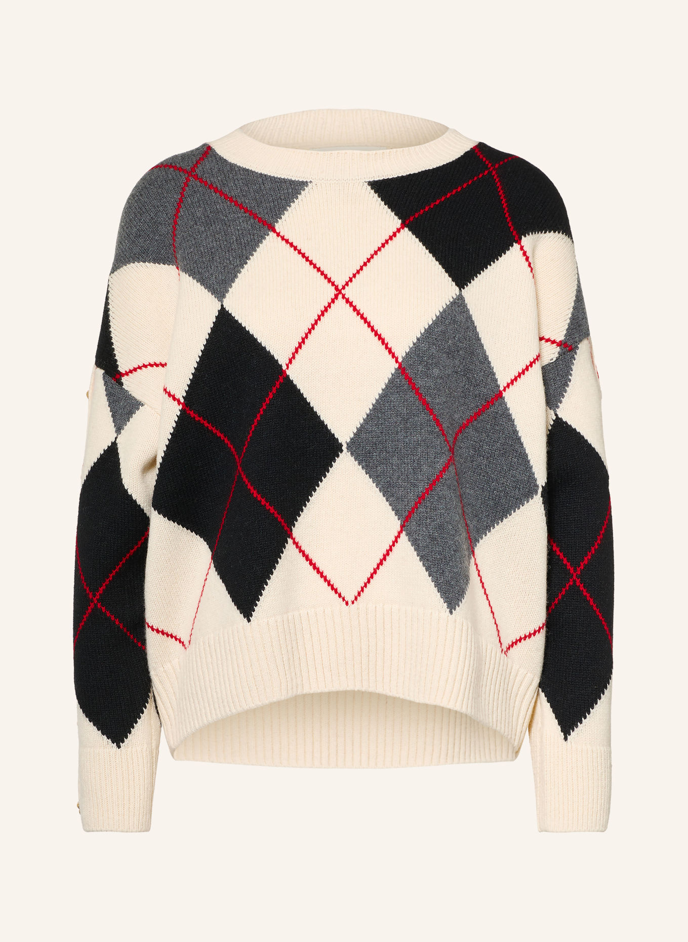 SANDRO Pullover: SCHWARZ / ECRU / ROT