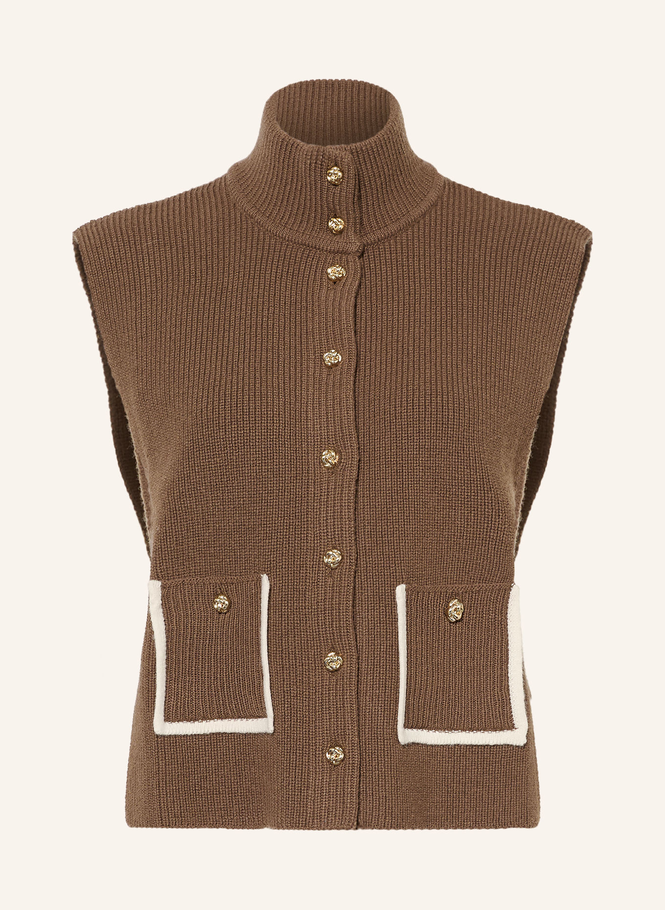 SANDRO Strickweste: TAUPE / ECRU