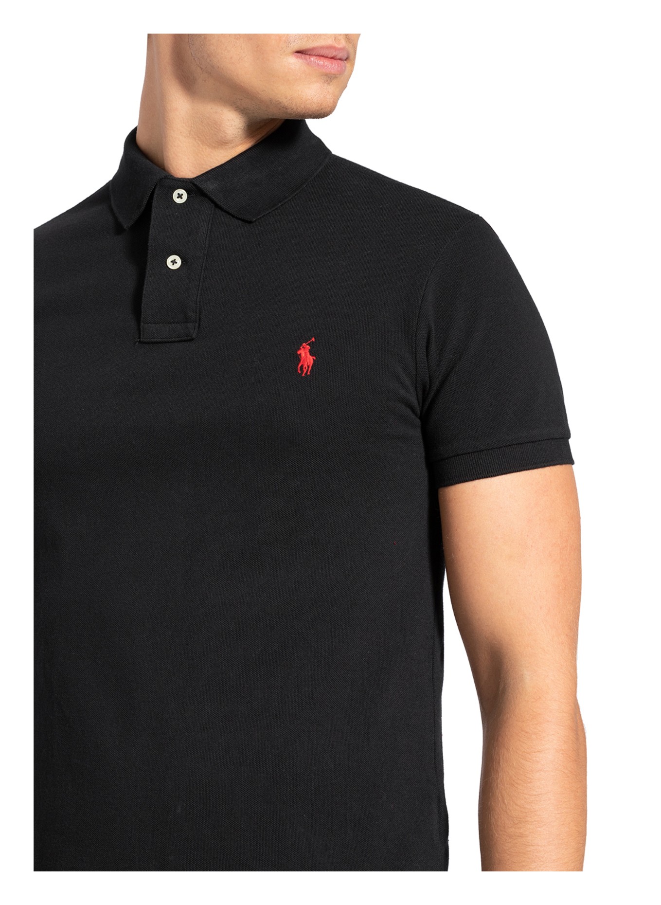 POLO RALPH LAUREN Piqué polo shirt slim fit, Color: BLACK (Image 4)