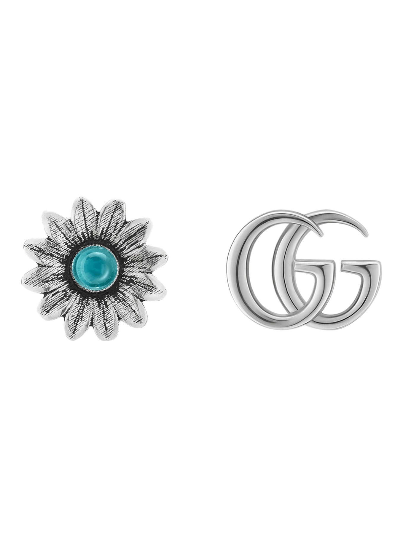 GUCCI Ohrstecker DOPPEL G: SILBER / TÜRKIS