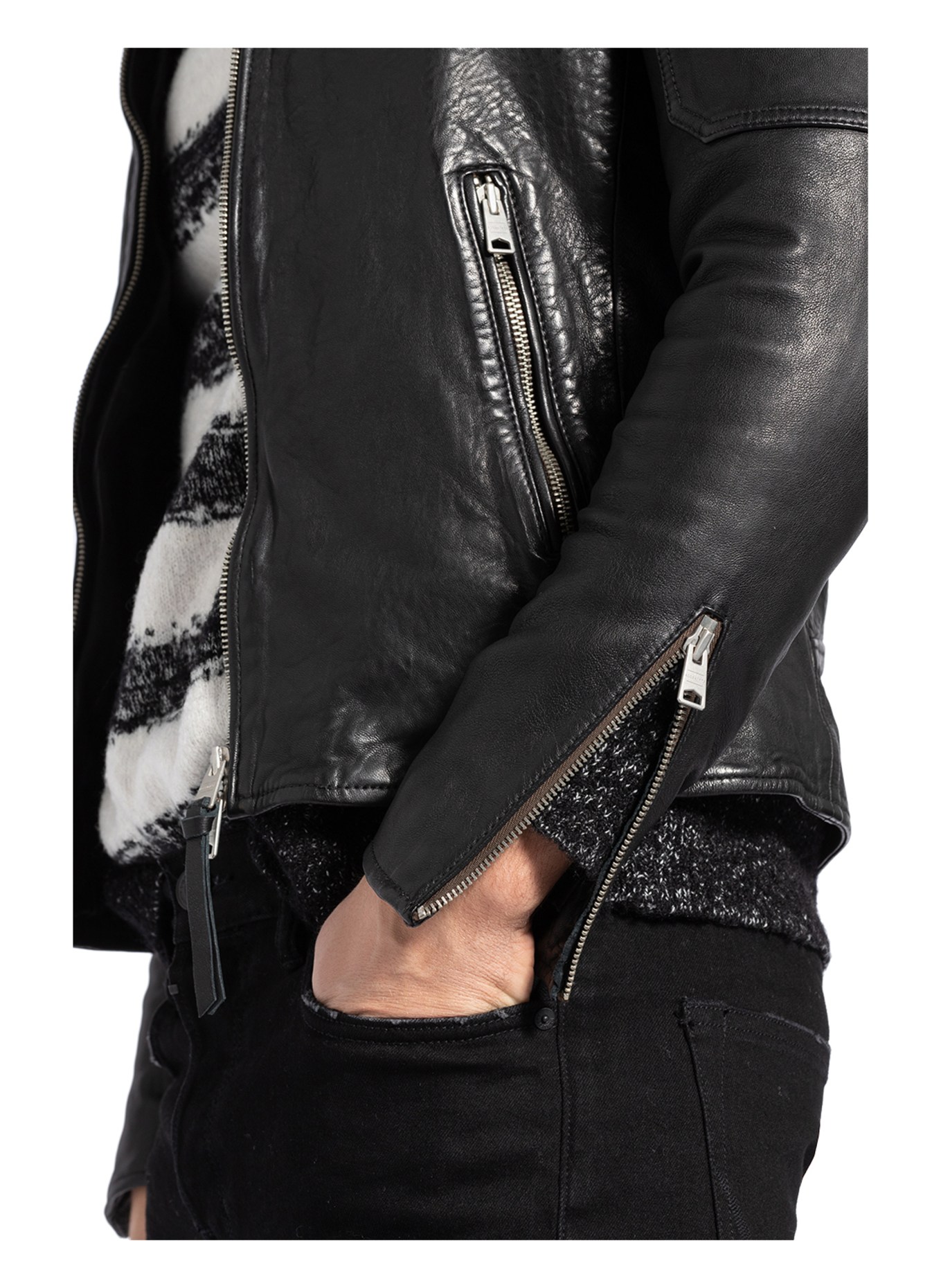 ALLSAINTS Leather jacket CORA, Color: BLACK (Image 4)
