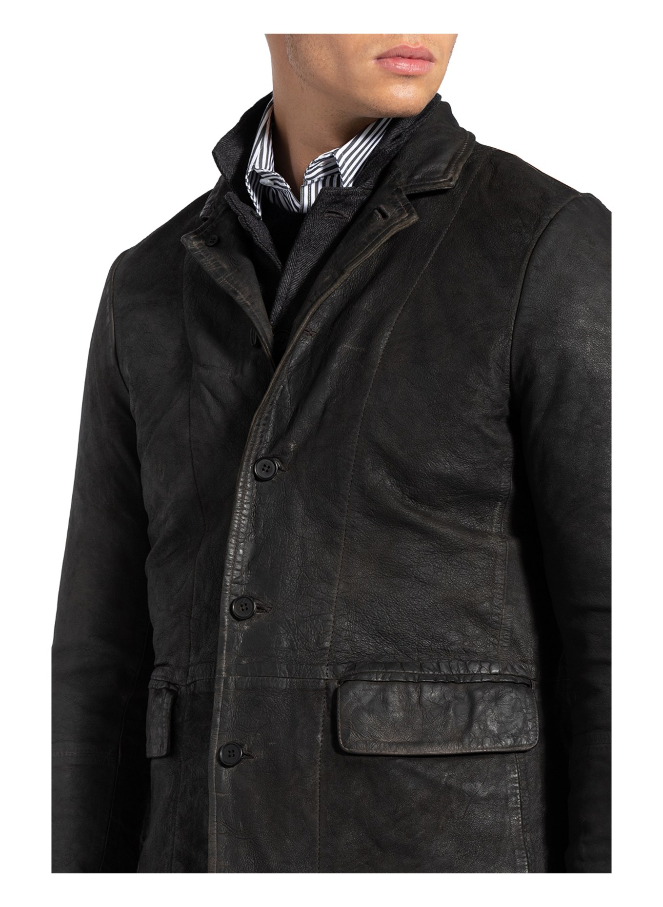 ALLSAINTS Leather jacket SURVEY, Color: BLACK (Image 4)