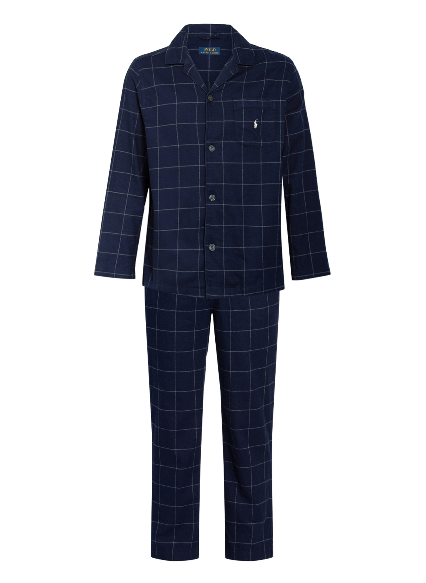 POLO RALPH LAUREN Flannel pajamas in dark blue cream