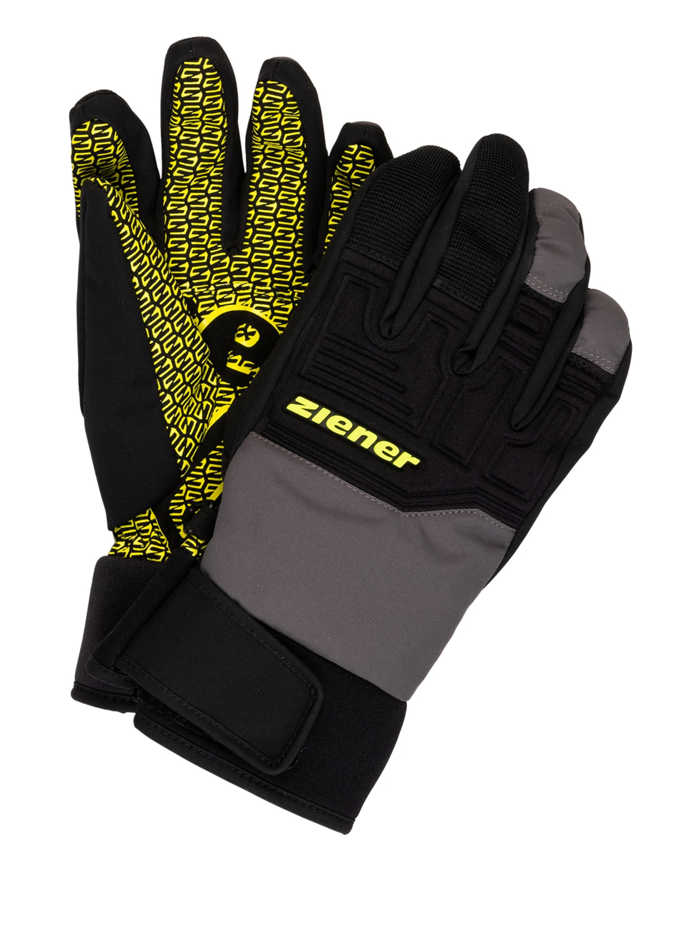 ziener Ski gloves GARIM AS®, Color: BLACK/ NEON YELLOW/ GRAY (Image 1)
