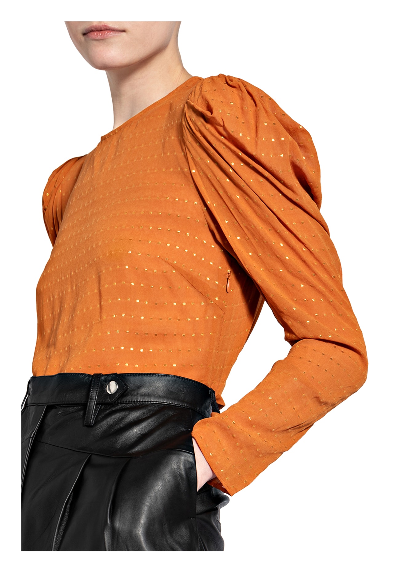 BY MALENE BIRGER Shirt blouse CICERO with glitter thread , Color: DARK ORANGE (Image 4)