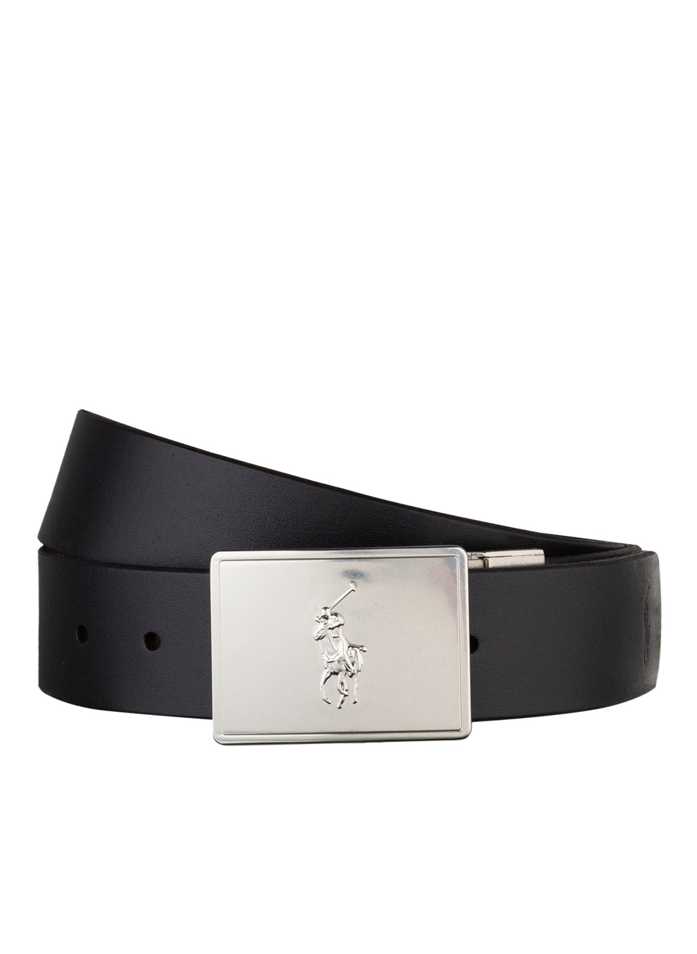 POLO RALPH LAUREN Set: Ledergürtel und Schließen: SCHWARZ / BRAUN