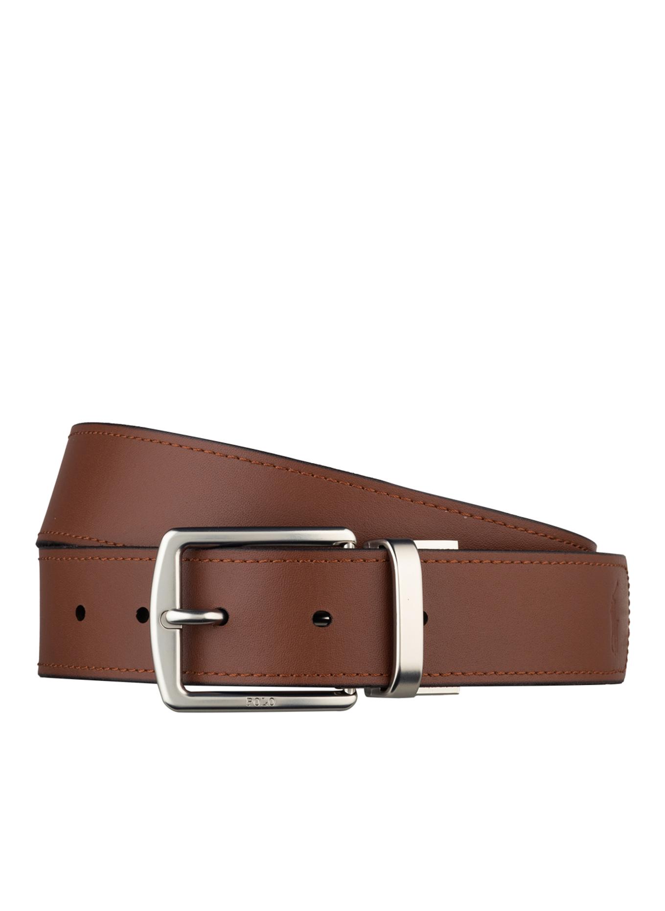 POLO RALPH LAUREN Set: Ledergürtel und Schließen: SCHWARZ / BRAUN