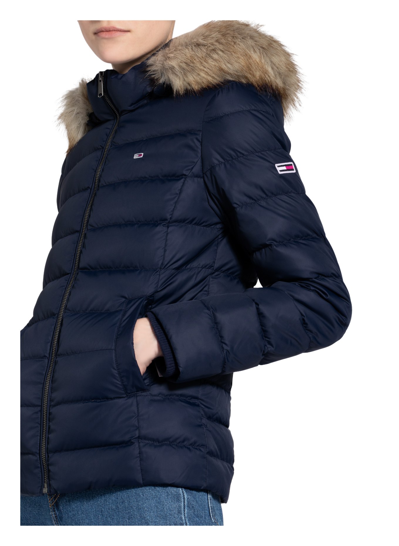 TOMMY JEANS Down jacket with removable hood and faux fur trim, Color: DARK BLUE (Image 5)
