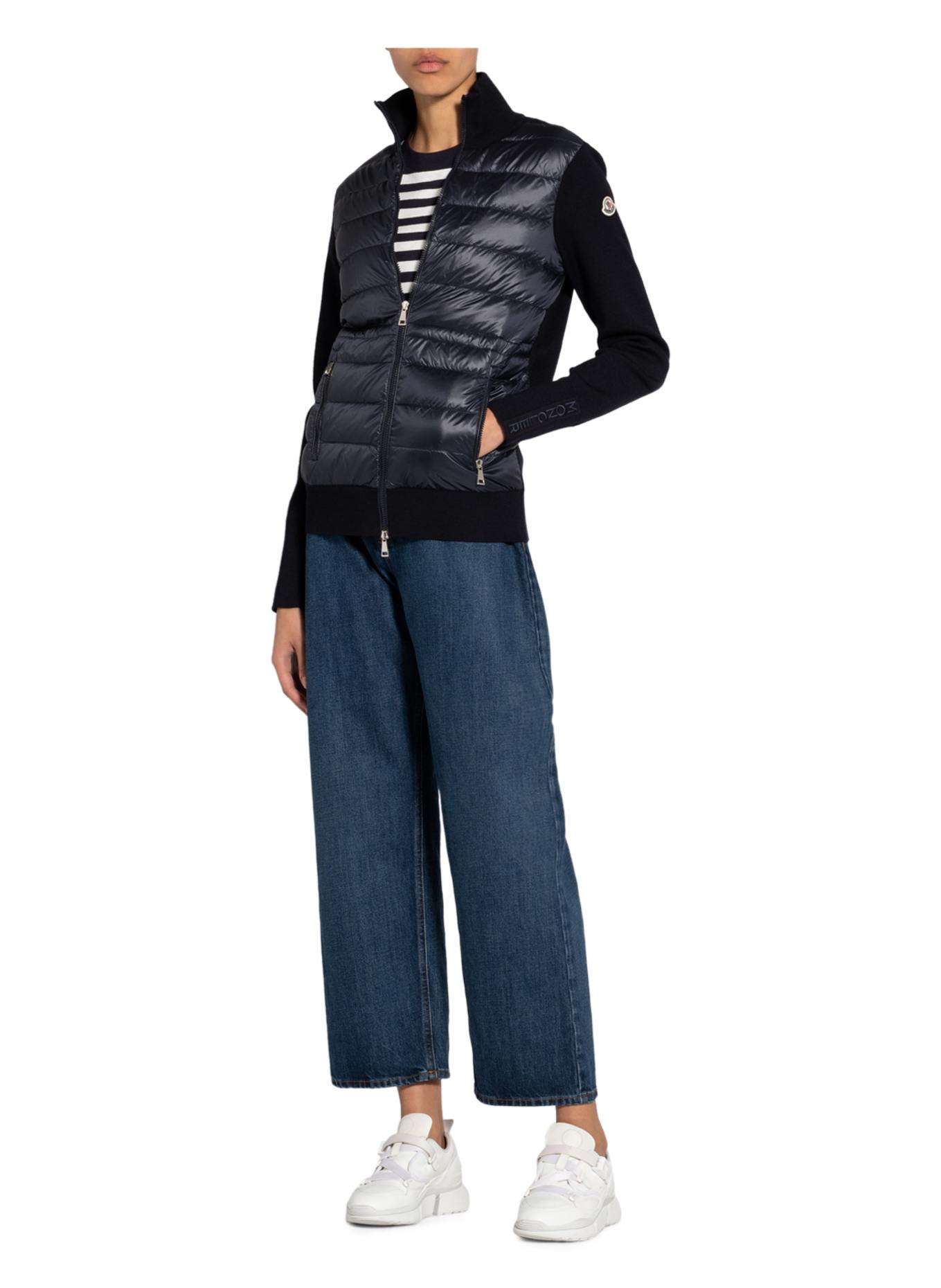 MONCLER Cardigan en mélange de matières: BLEU FONCÉ