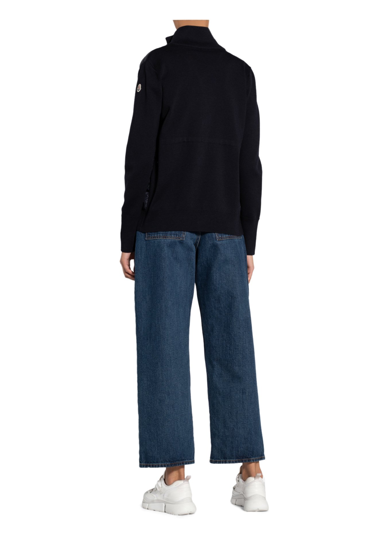 MONCLER Cardigan en mélange de matières: BLEU FONCÉ