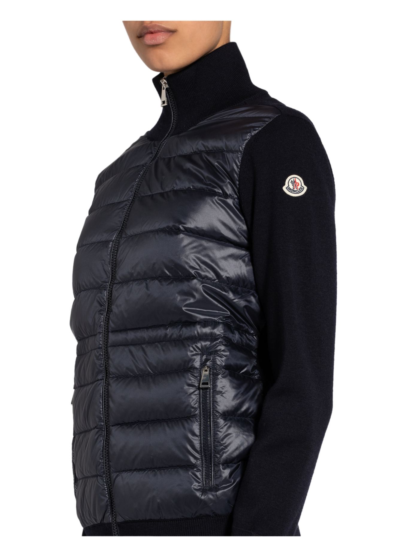 MONCLER Cardigan en mélange de matières: BLEU FONCÉ