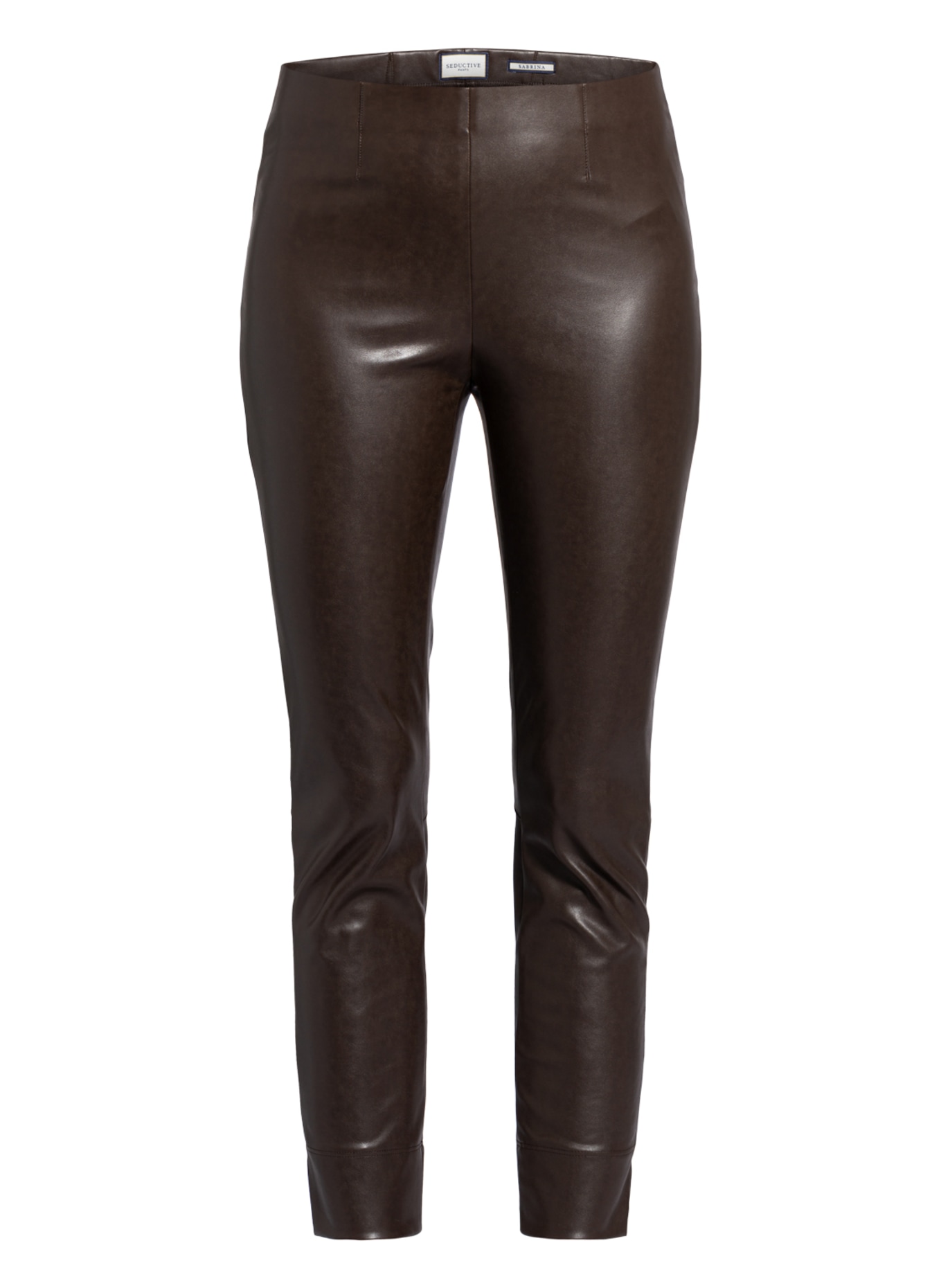 SEDUCTIVE 7/8 pants SABRINA in leather look: DARK BROWN