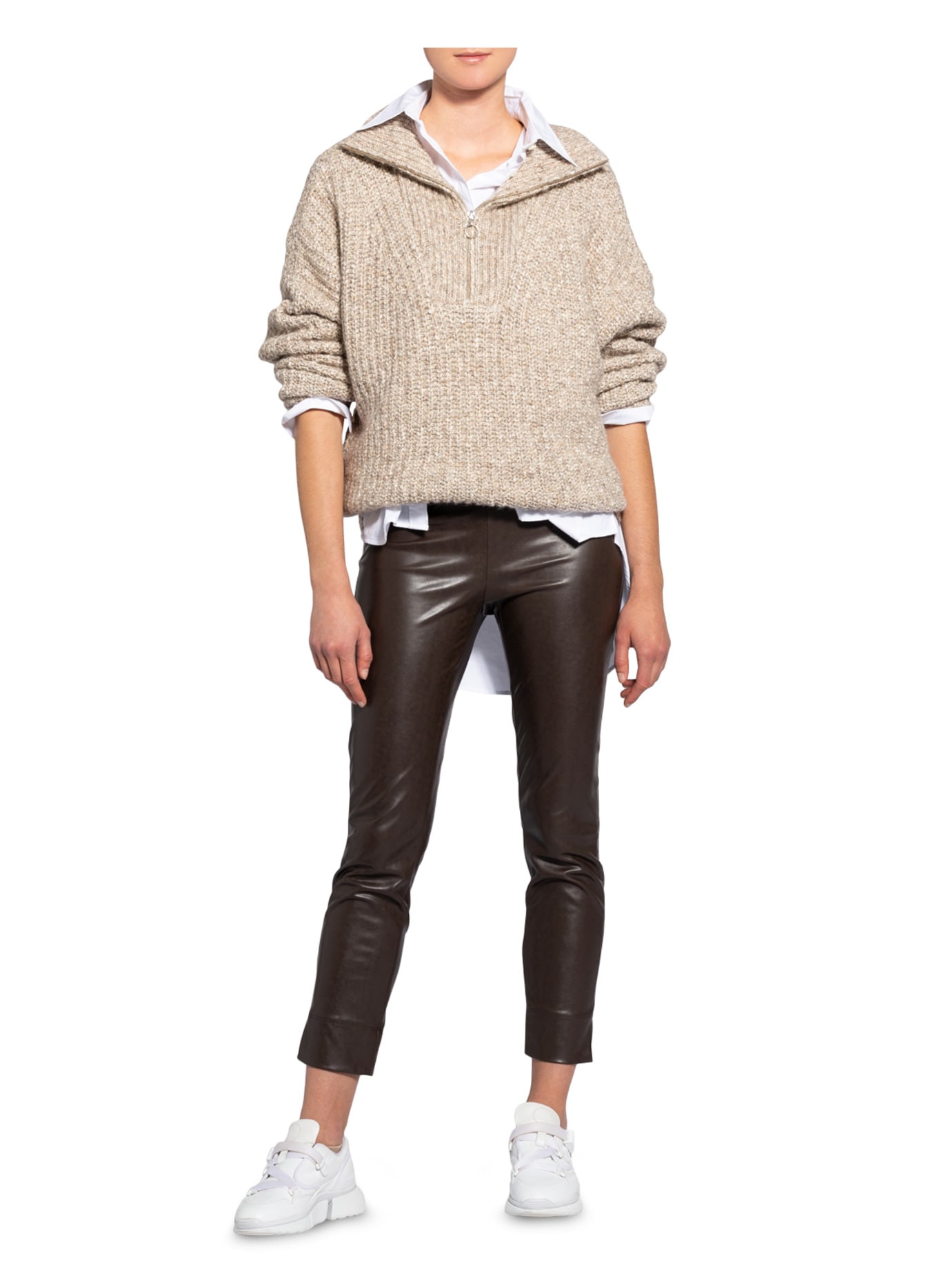 SEDUCTIVE 7/8 pants SABRINA in leather look: DARK BROWN