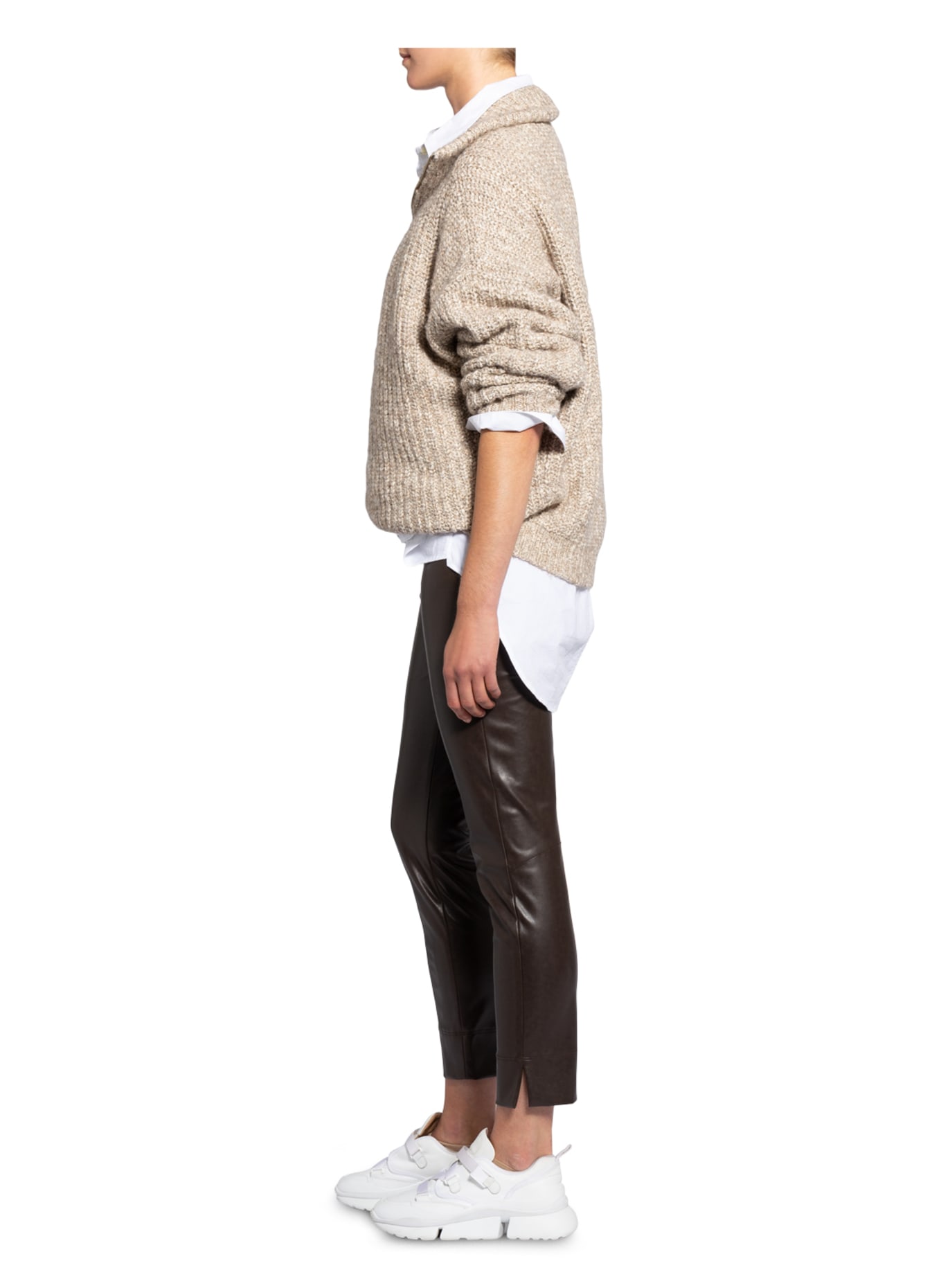 SEDUCTIVE 7/8 pants SABRINA in leather look: DARK BROWN