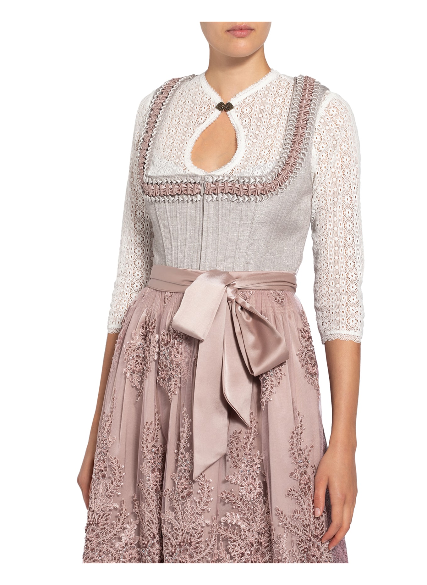 KRÜGER Sukienka bawarska DARJANA z błyszczącą przędzą, Kolor: SZARY/ BLADORÓŻOWY/ SREBRNY (Obrazek 4)