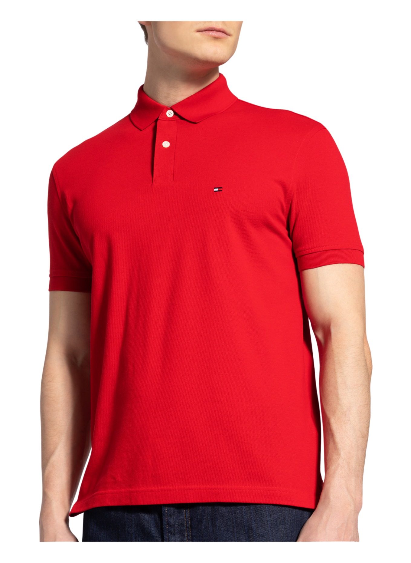 TOMMY HILFIGER Piqué-Poloshirt Slim Fit, Farbe: ROT (Bild 6)