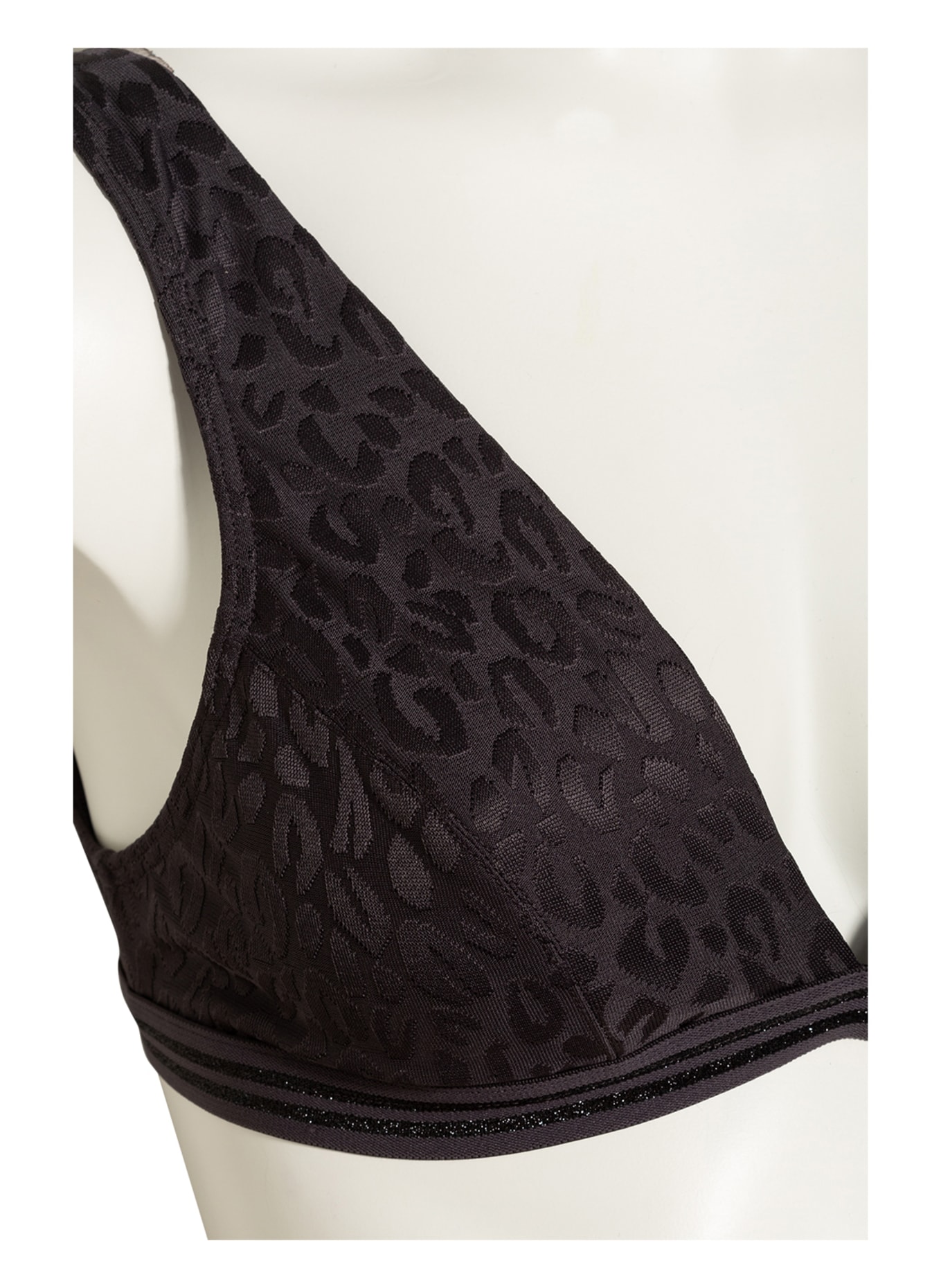 BEACHLIFE Bralette bikini top TEXTURED LEO with glitter thread , Color: DARK GRAY (Image 4)
