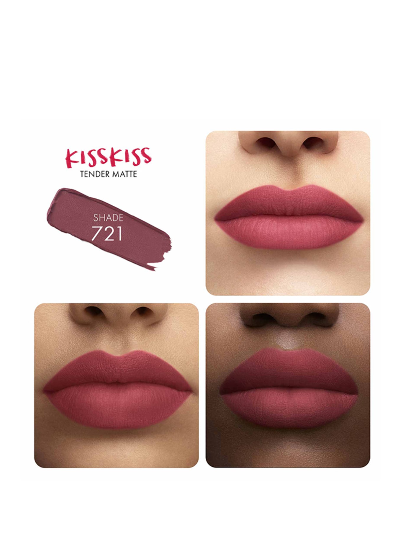 GUERLAIN KISSKISS TENDER MATTE, Farbe: 721 DEAR ROSE (Bild 2)