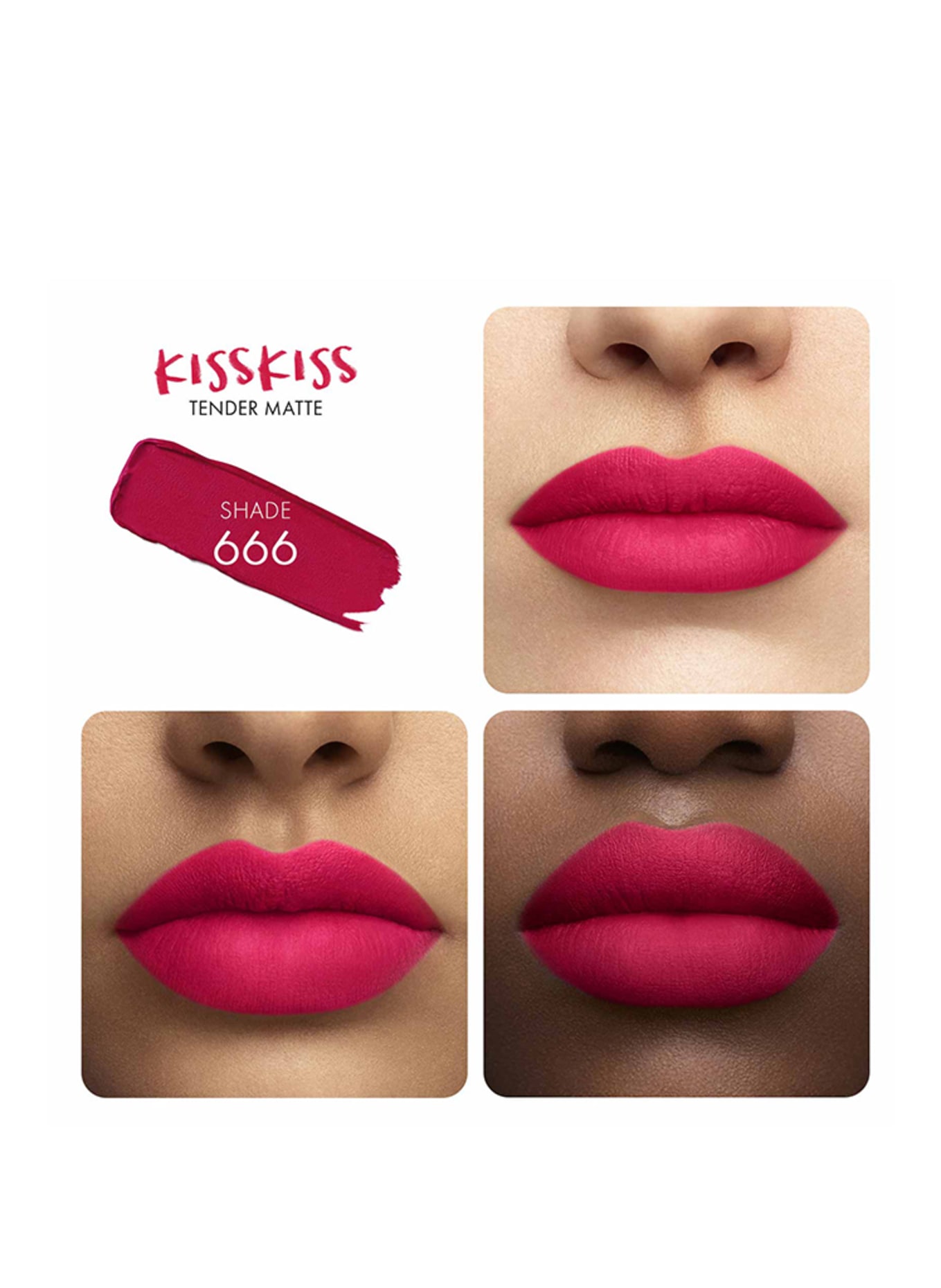 GUERLAIN KISSKISS TENDER MATTE, Farbe: 666 LUCKY PINK (Bild 2)