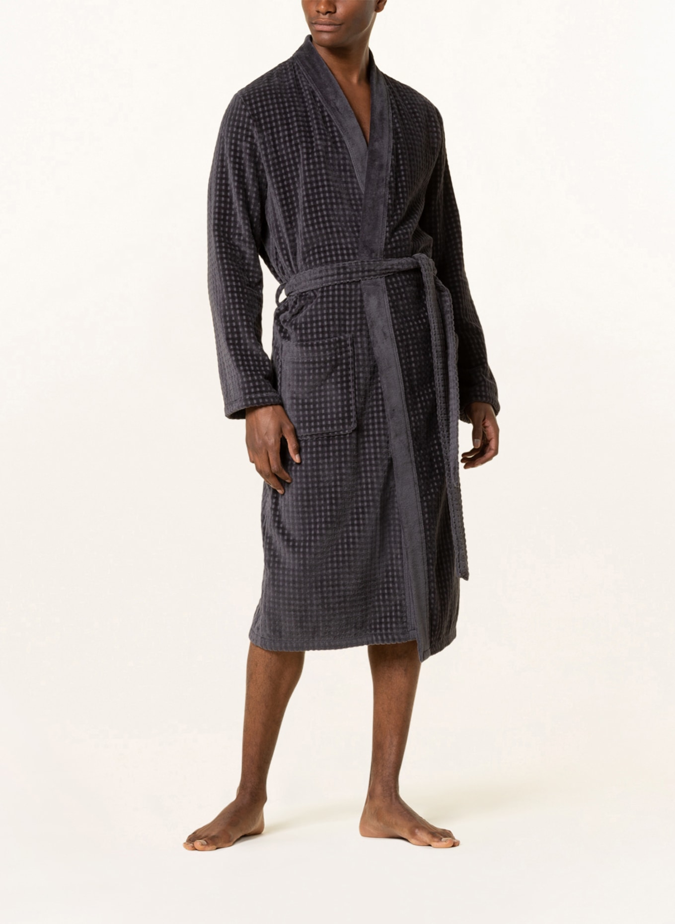 Cawö Men’s bathrobe, Color: DARK GRAY (Image 2)
