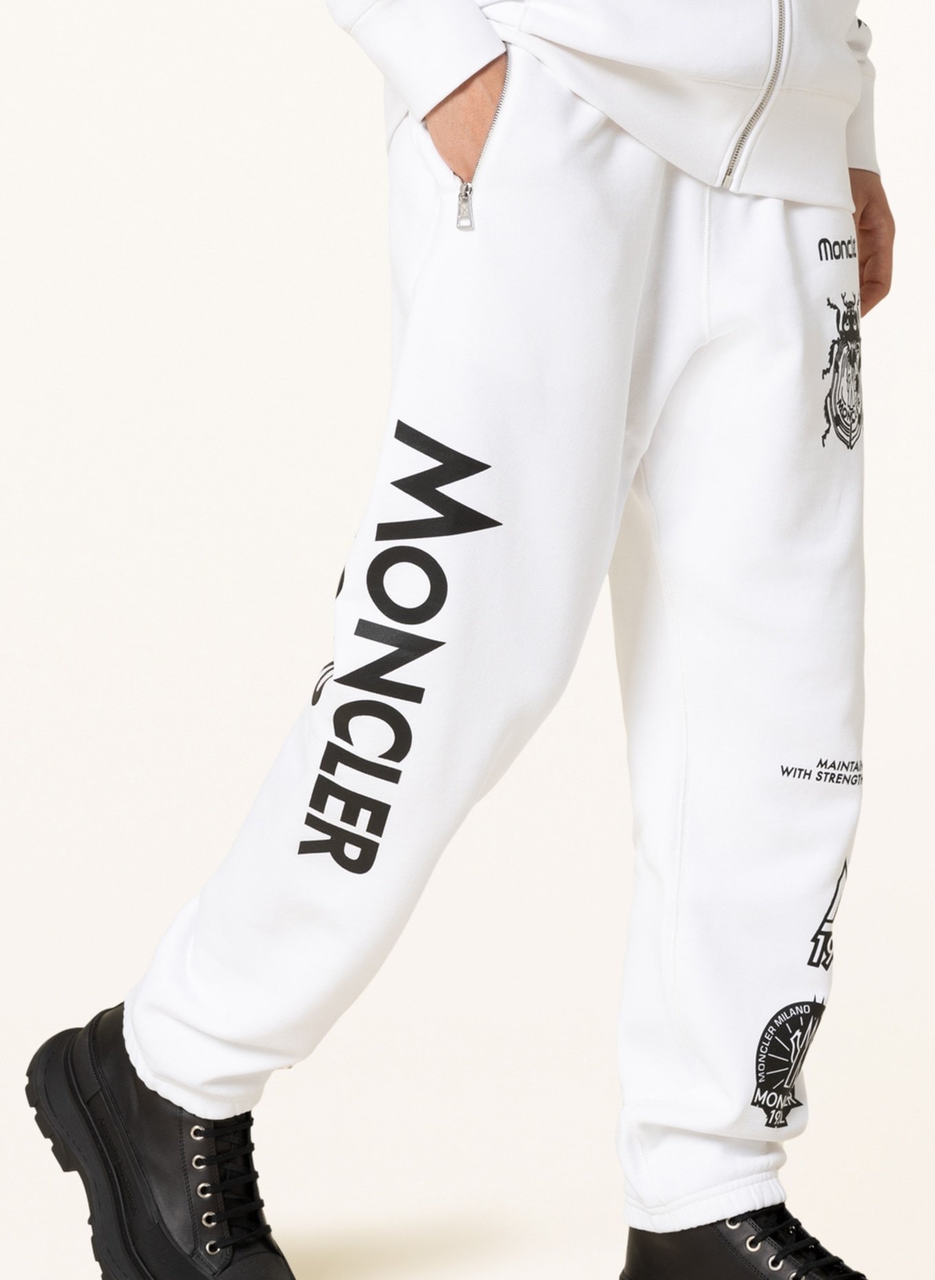 MONCLER GENIUS Pants in jogger style regular fit, Color: WHITE/ BLACK (Image 5)
