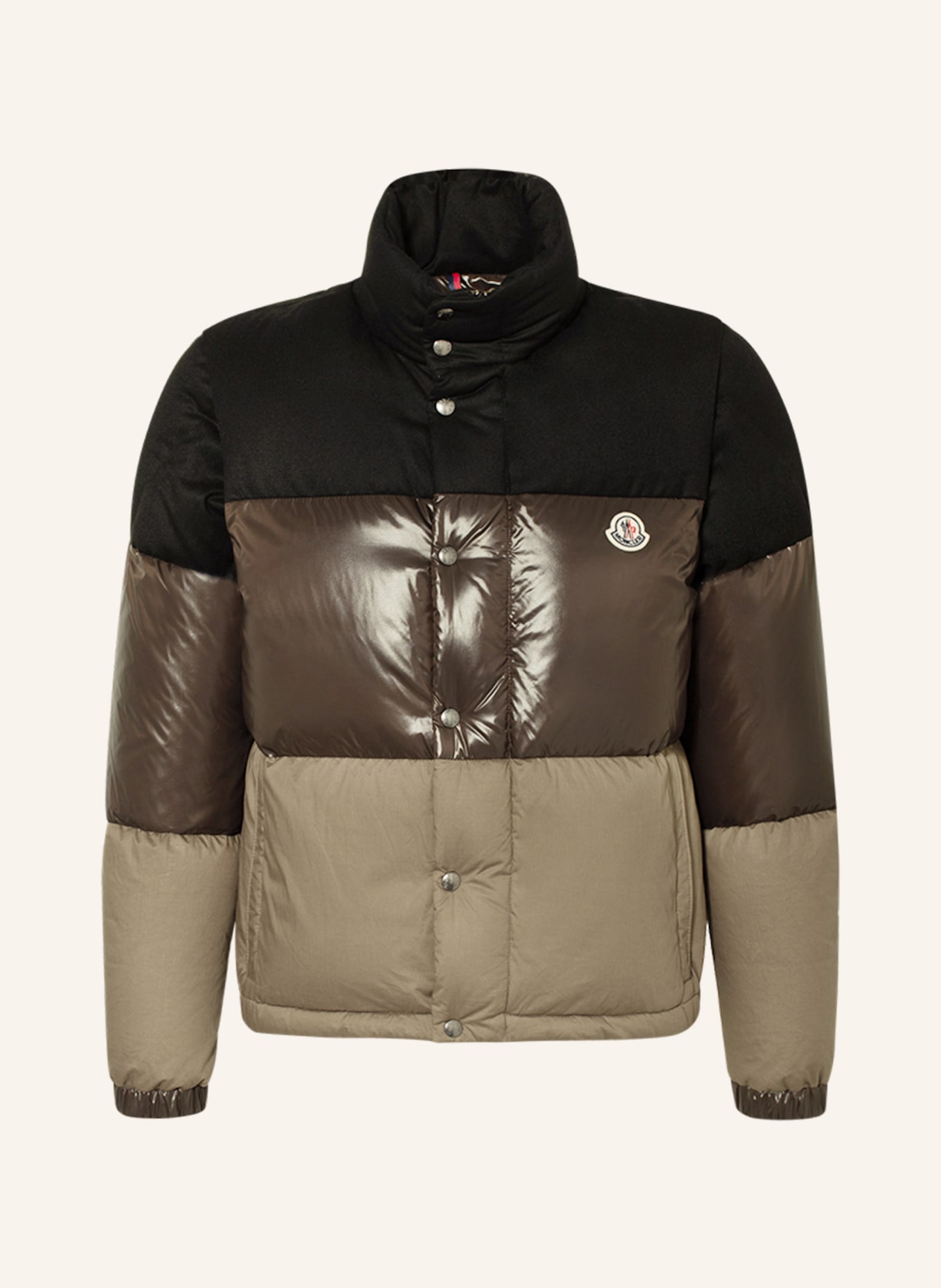 MONCLER 2-in-1 down jacket AVEILLAN in mixed materials, Color: BLACK (Image 1)