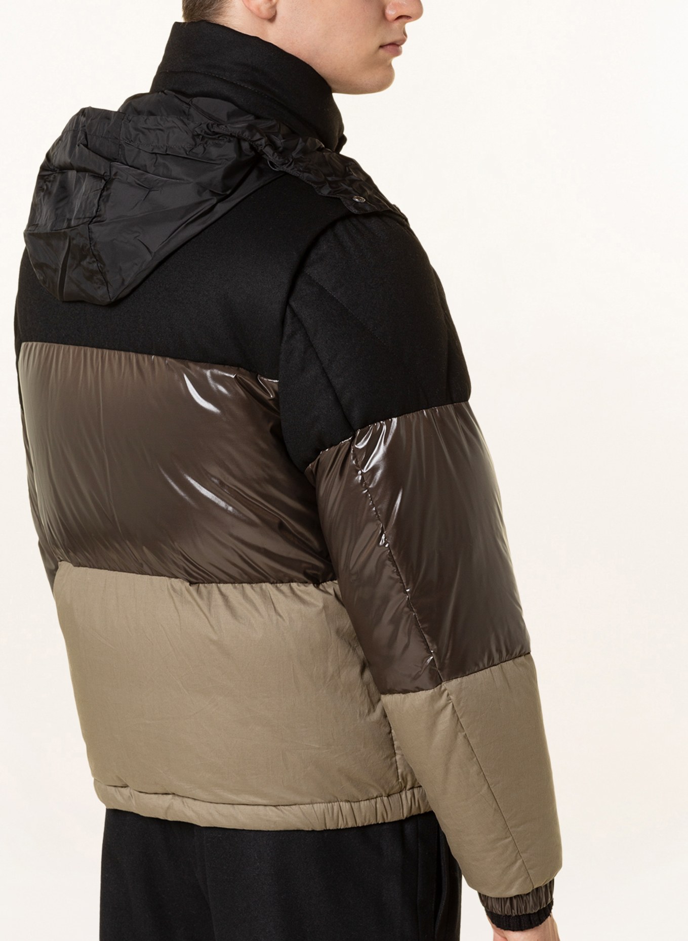 MONCLER 2-in-1 down jacket AVEILLAN in mixed materials, Color: BLACK (Image 5)