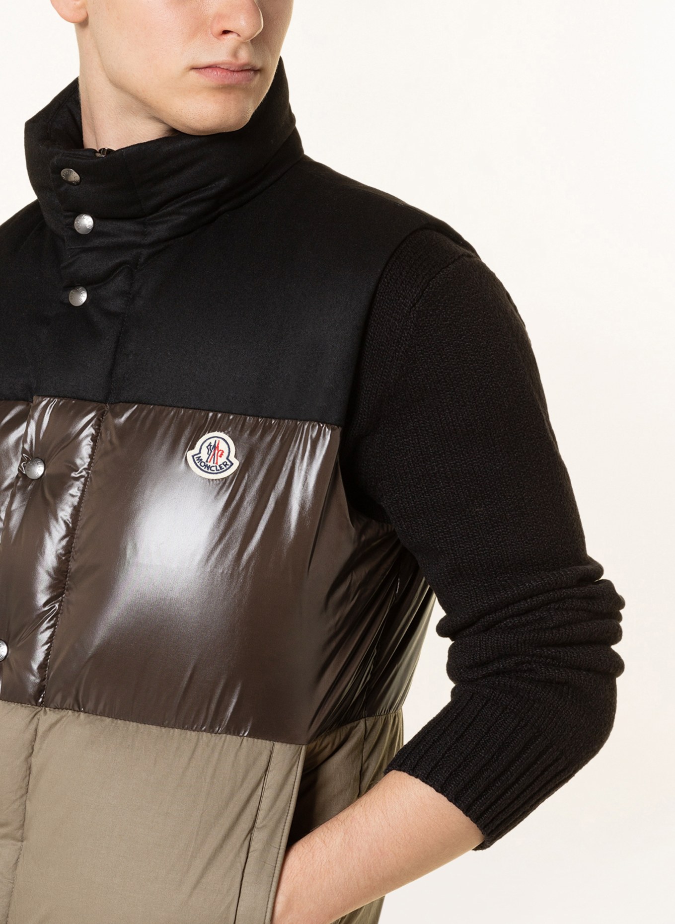 MONCLER 2-in-1 down jacket AVEILLAN in mixed materials, Color: BLACK (Image 6)