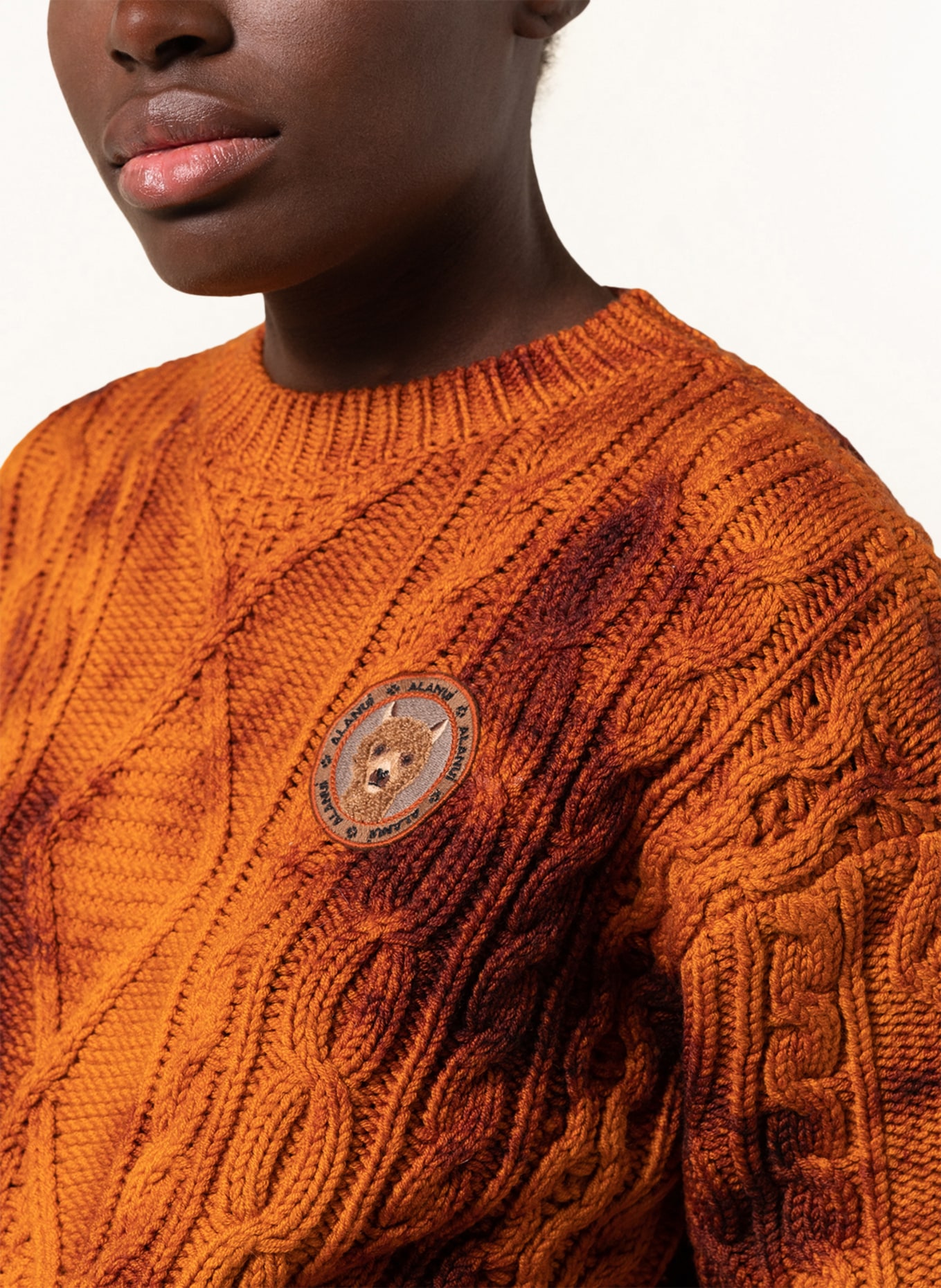 ALANUi Sweater PIEDRAS ROJAS FISHERMAN, Color: DARK ORANGE/ BROWN (Image 4)