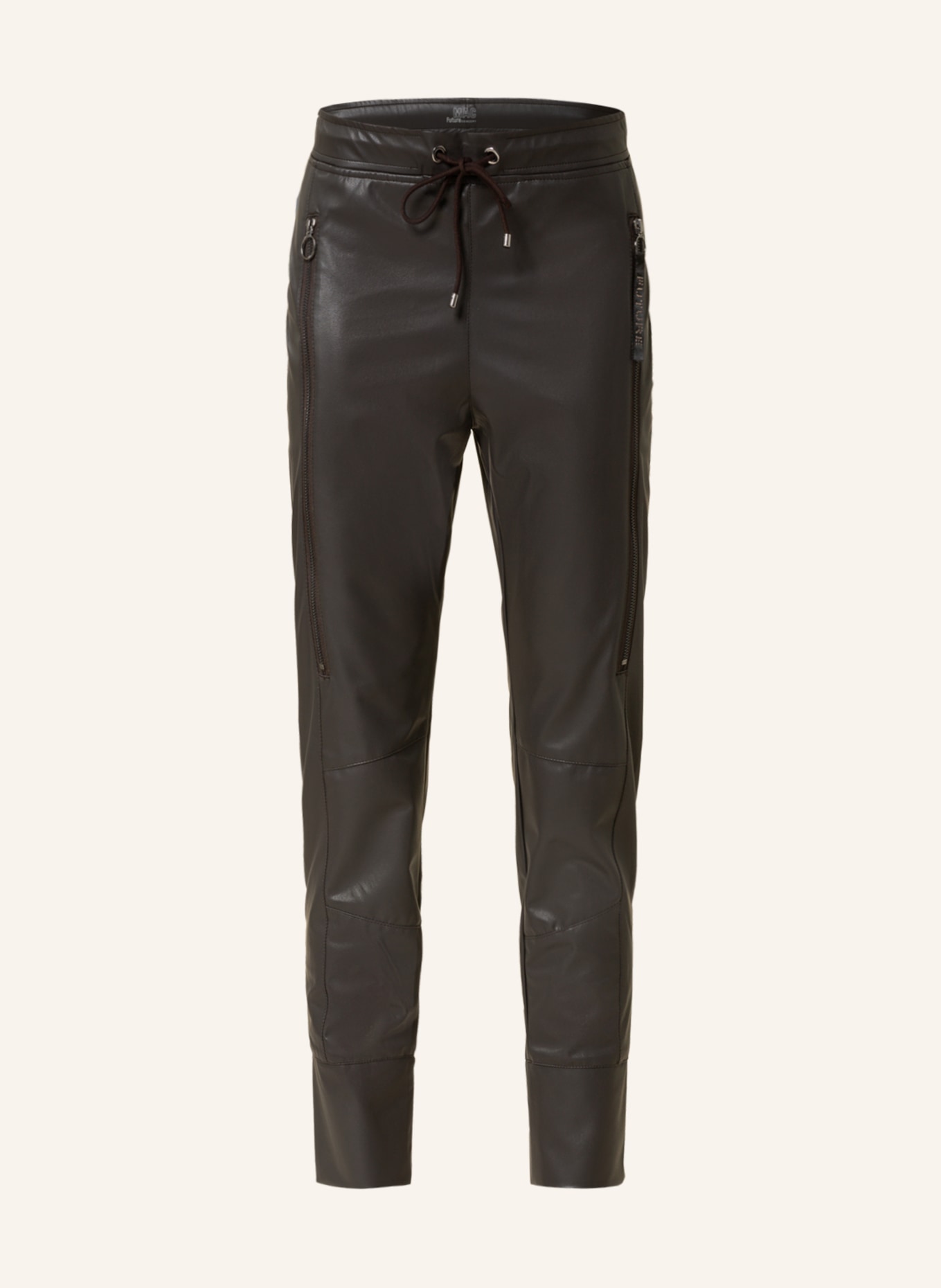 MAC 7/8 trousers in leather look, Color: DARK BROWN (Image 1)