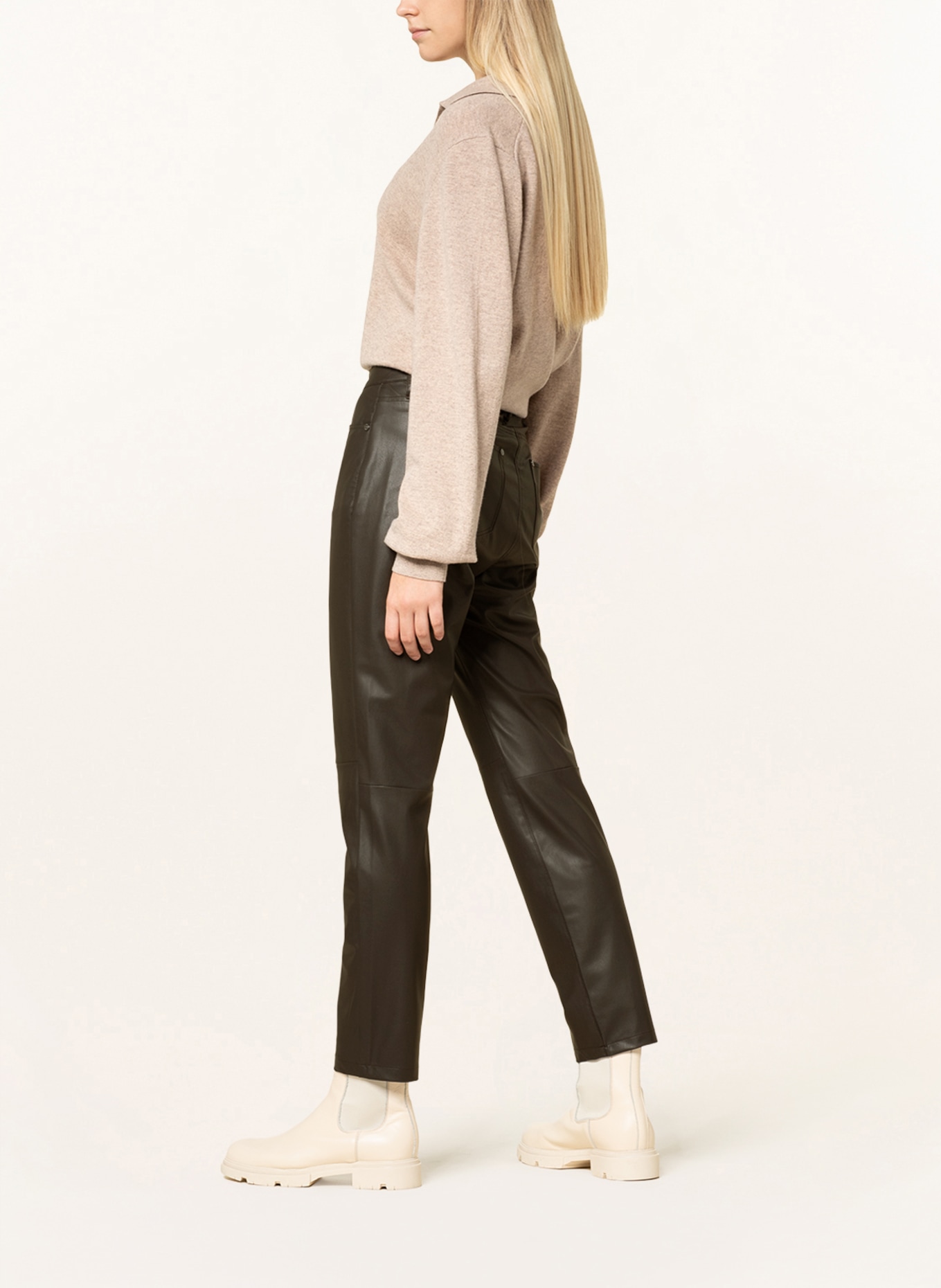 MAC Pants in leather look , Color: DARK BROWN (Image 4)