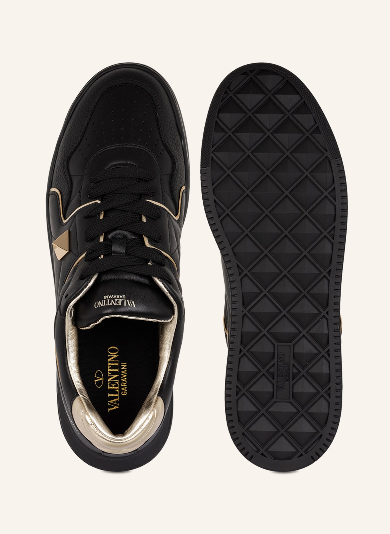 VALENTINO GARAVANI Sneaker ONE STUD mit Nietenbesatz, Farbe: SCHWARZ/ GOLD (Bild 5)